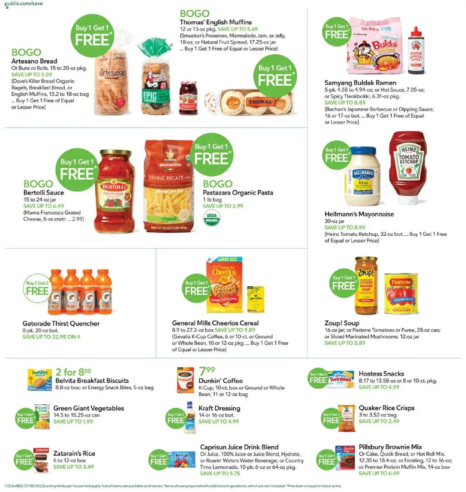 Publix Weekly Ad - valid from 07/29/2026 | Page: 12 | Products: Coffee, Water, Vegetables, Sauce