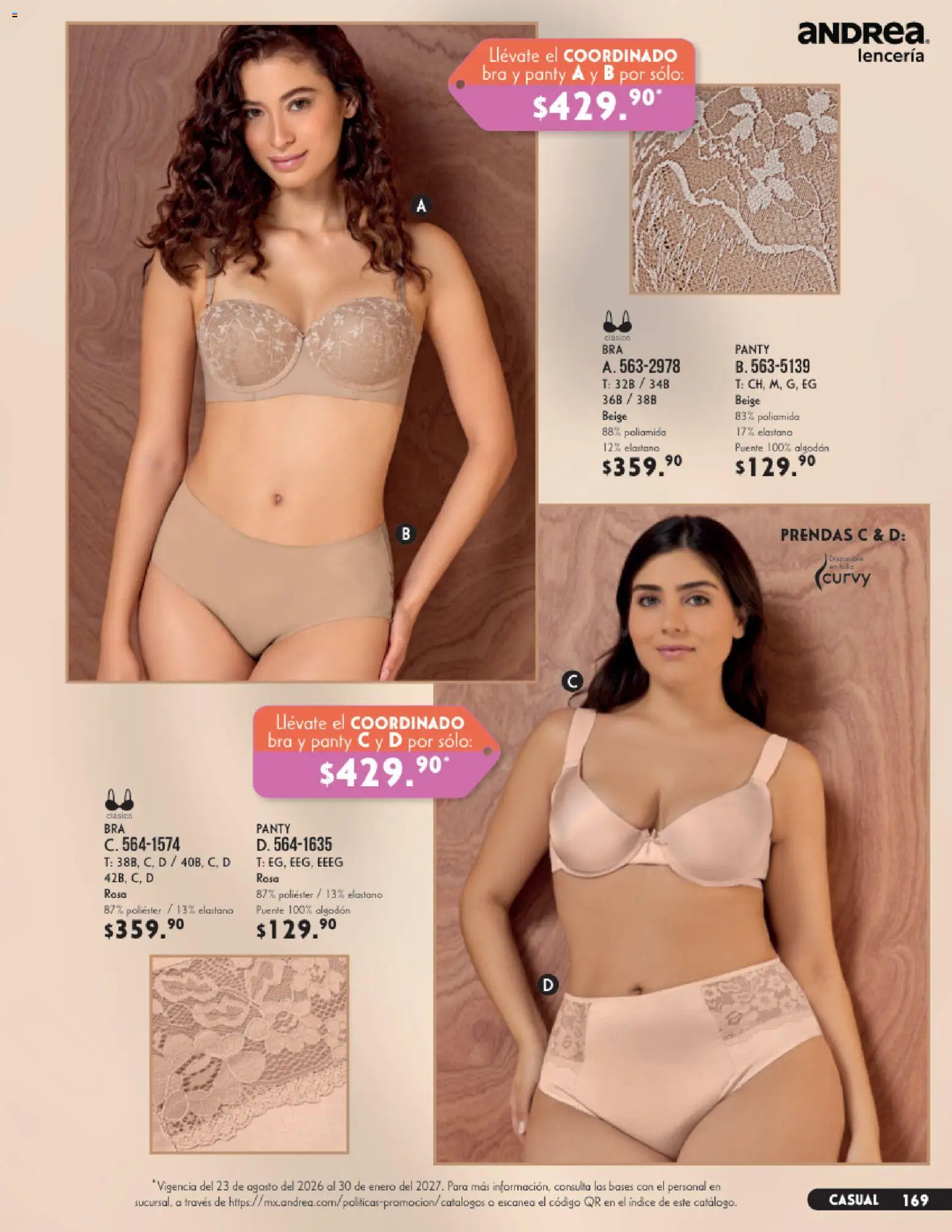 Nuevas ofertas de Andrea válidas en toda la República Mexicana desde el 23/08/2026. ¡Encuentra las mejores ofertas en Andrea catálogo Lencería & vestir interior! | Página: 29 | Productos: Algodón, Lenceria