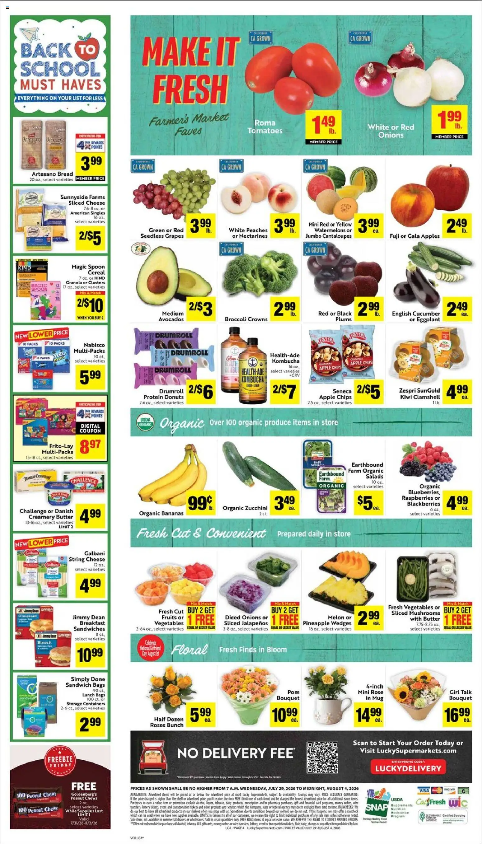 Lucky Supermarkets Weekly Ad - valid from 07/29/2026 | Page: 4 | Products: Broccoli, Pineapple, Vegetables, Fruits