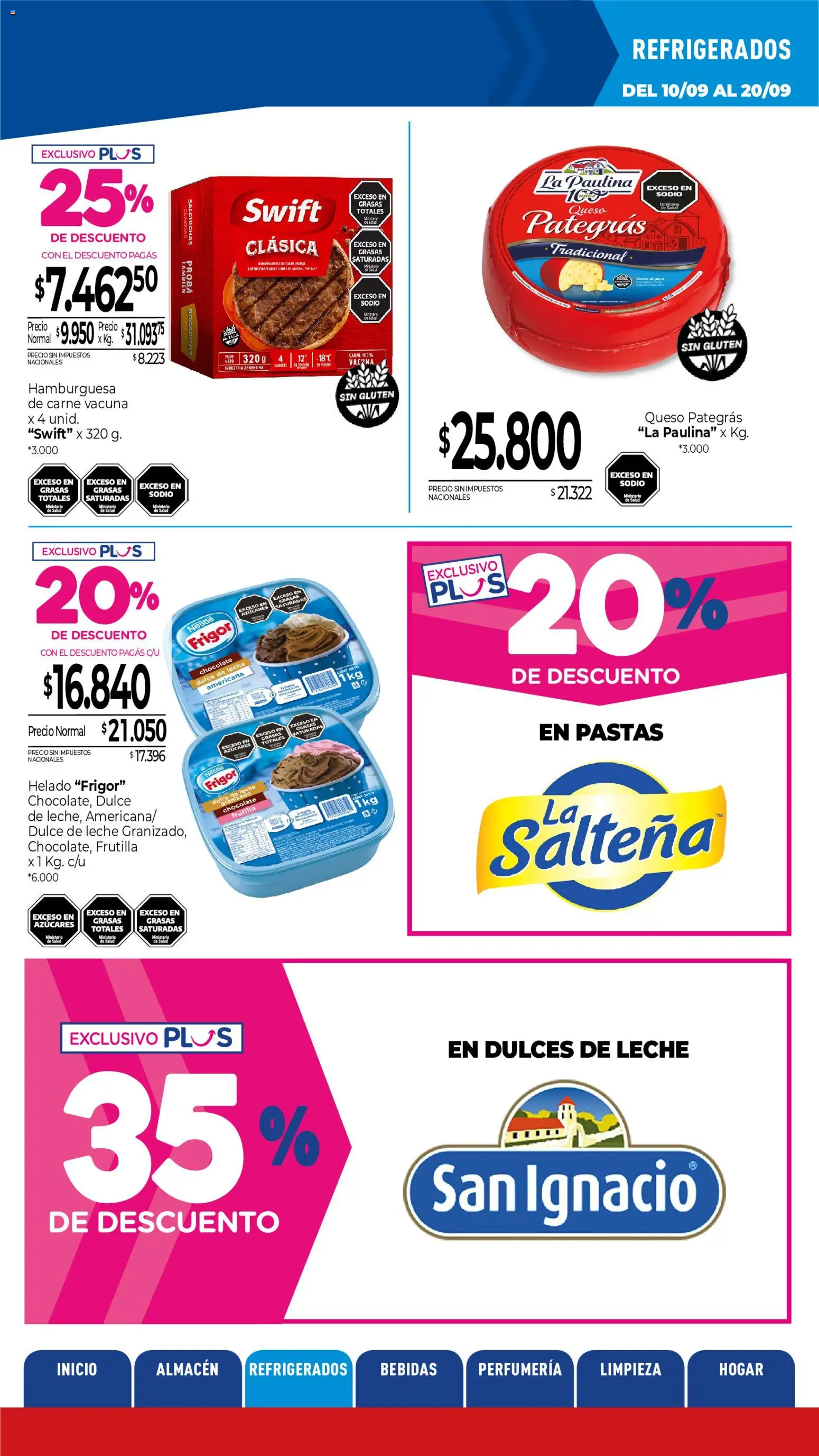 La Anonima catálogo │ válido desde el 10/09/2026 | Página: 14 | Productos: Peso, Dulce, Hamburguesa, Salchichas