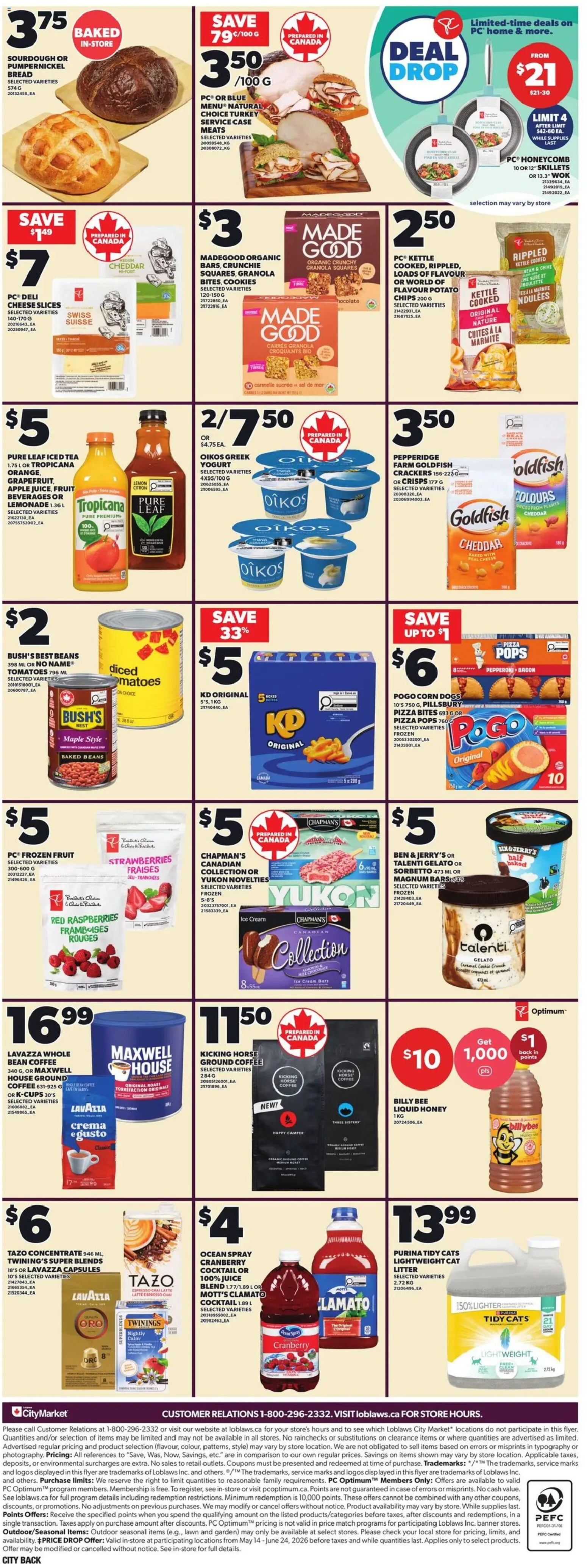 Loblaws flyer valid from 21.05.2026 | Page: 2 | Products: Chips, Cream, Yogurt, Bread