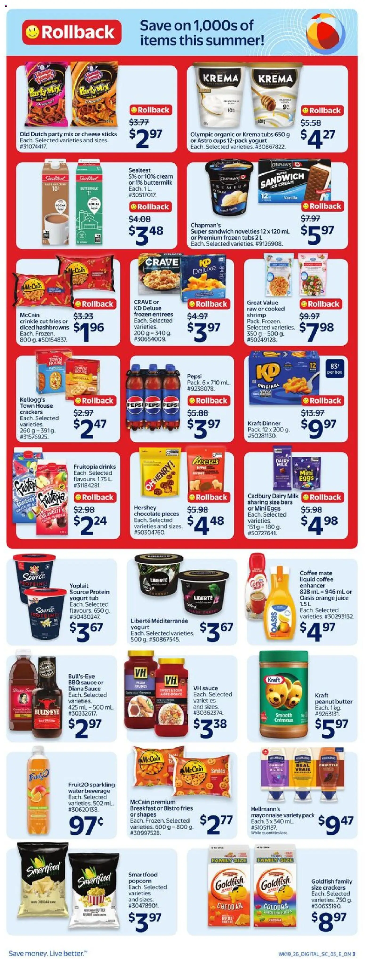 Walmart flyer valid from 04.06.2026 | Page: 5 | Products: Cream, Butter, Cheese, Coffee