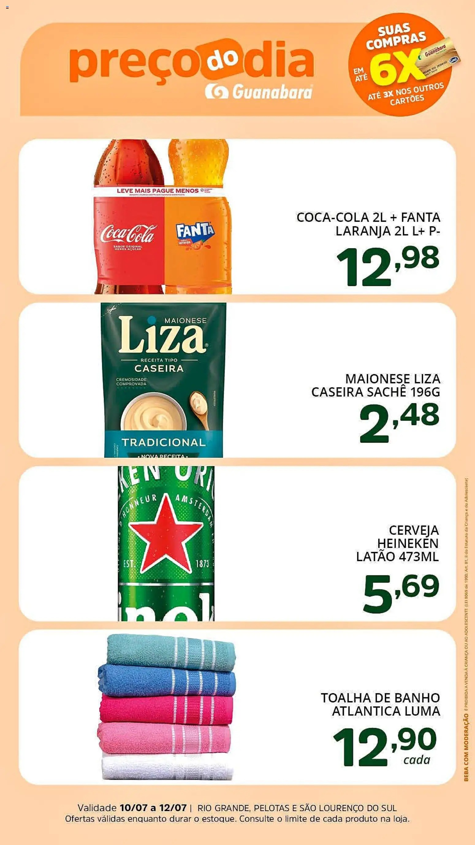 Supermercado Guanabara Folheto - válido de 10/07/2026 | Página: 3 | Produtos: Cerveja Heineken, Toalha de banho, Heineken, Maionese