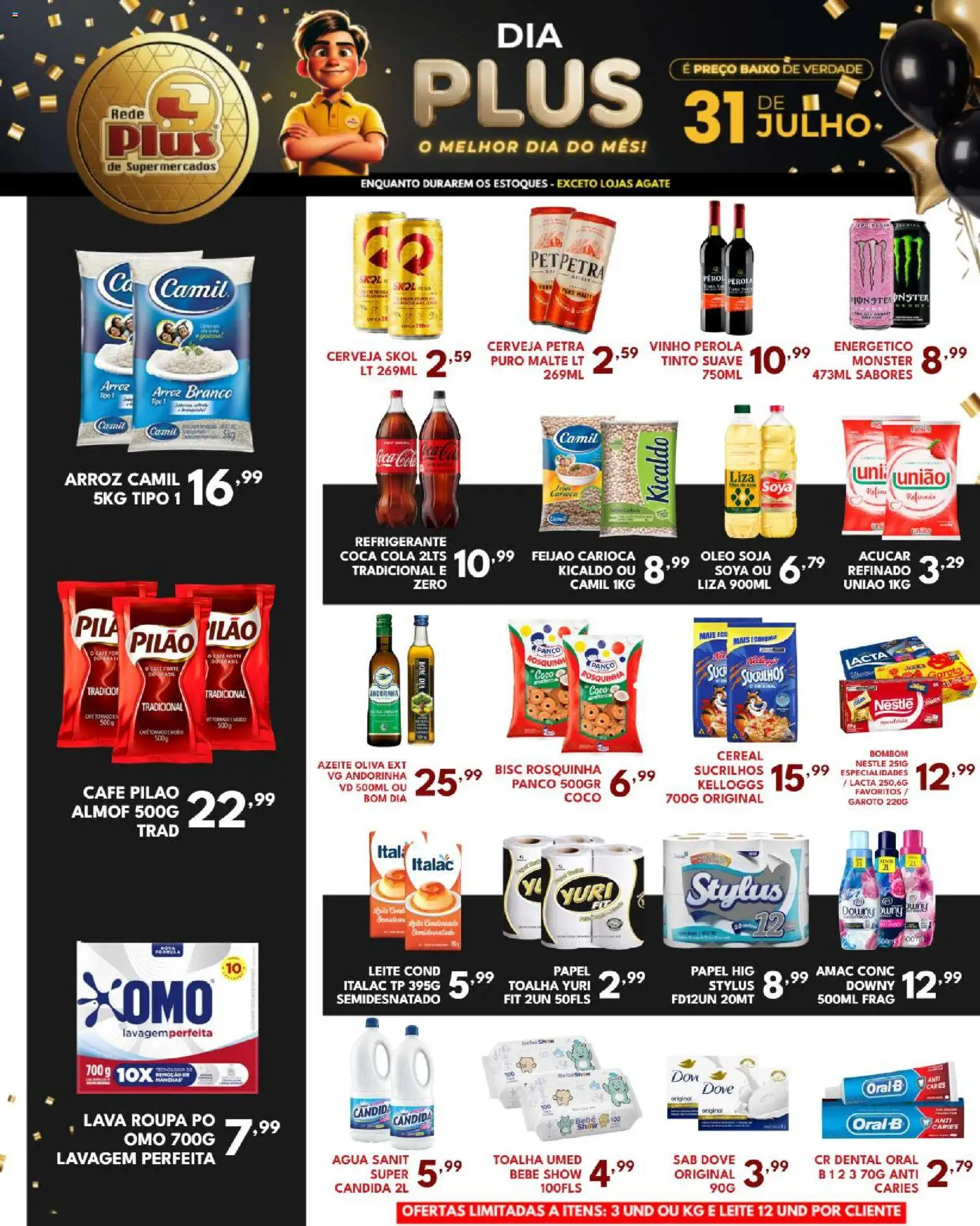 Rede Plus Supermercados Folheto - válido de 31/07/2026 | Página: 2 | Produtos: Feijão, Pó, Cola, Vinho