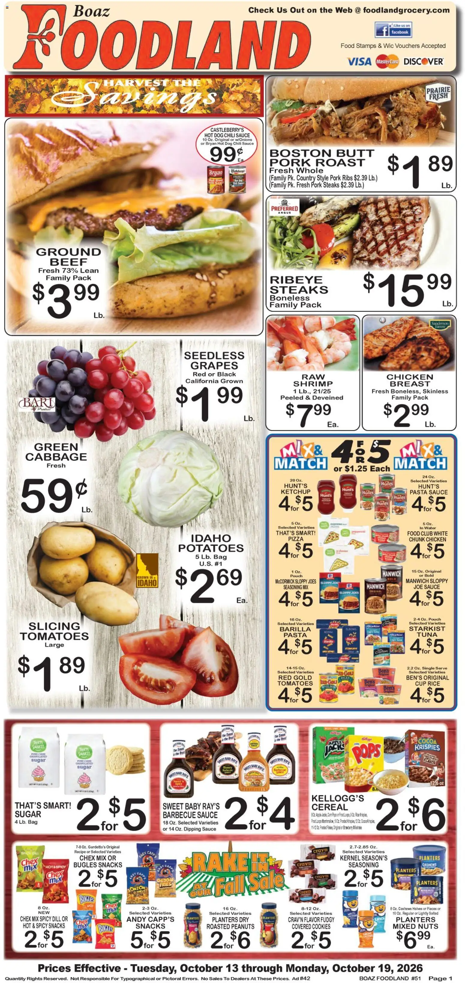Foodland Tuesday, October 13 Top Hampers