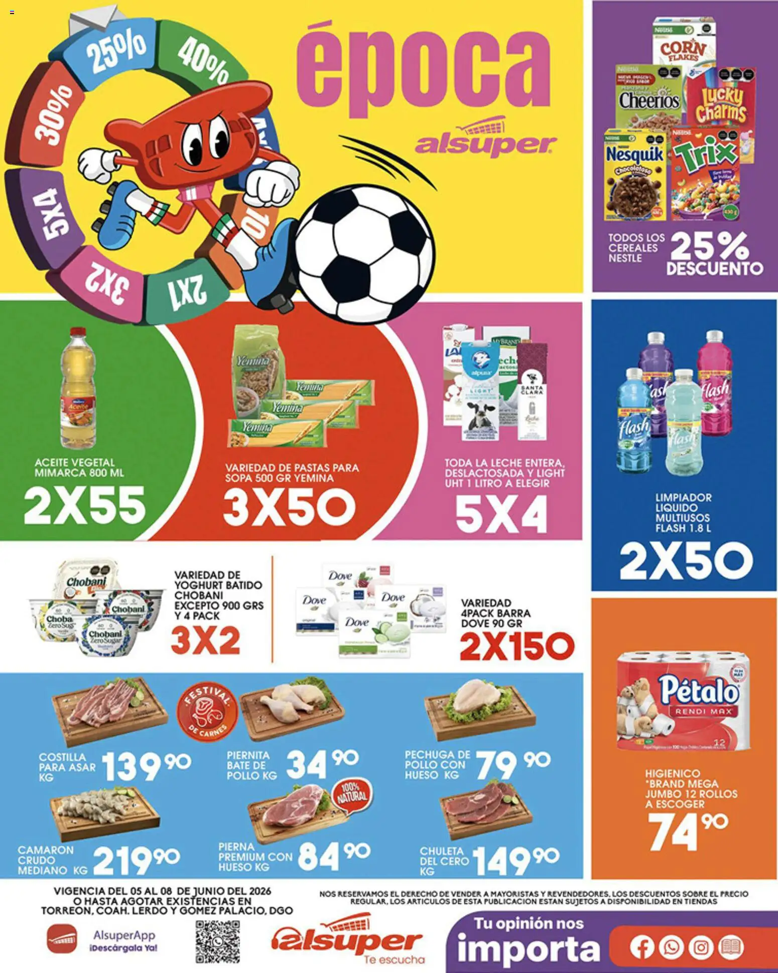 Nuevas ofertas de Alsuper válidas en toda la República Mexicana desde el 05.06.2026. ¡Encuentra las mejores ofertas en Alsuper folleto Laguna! | Página: 1 | Productos: Aceite, Cereales, Pasta, Limpiador
