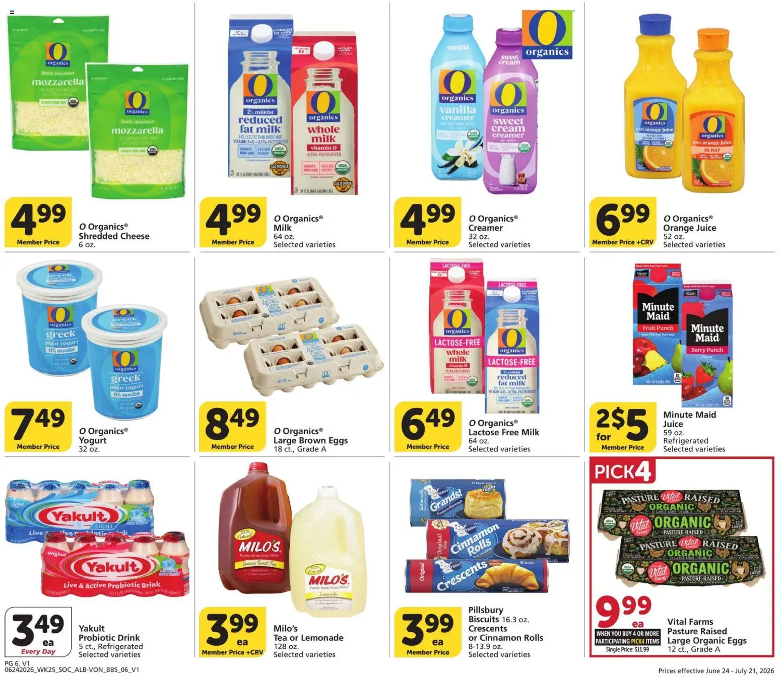 Vons Big Book of Savings - valid from 06/24/2026 | Page: 6 | Products: Milk, Eggs, Juice, Cream