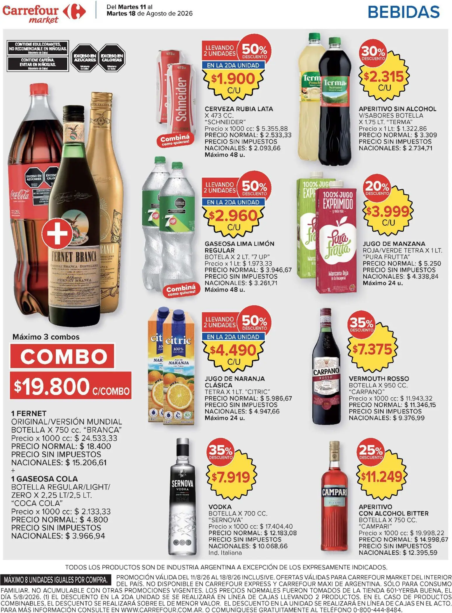 Carrefour ofertas │ válido desde el 11/08/2026 | Página: 45 | Productos: Campari, Botella, Bebidas, Alcohol