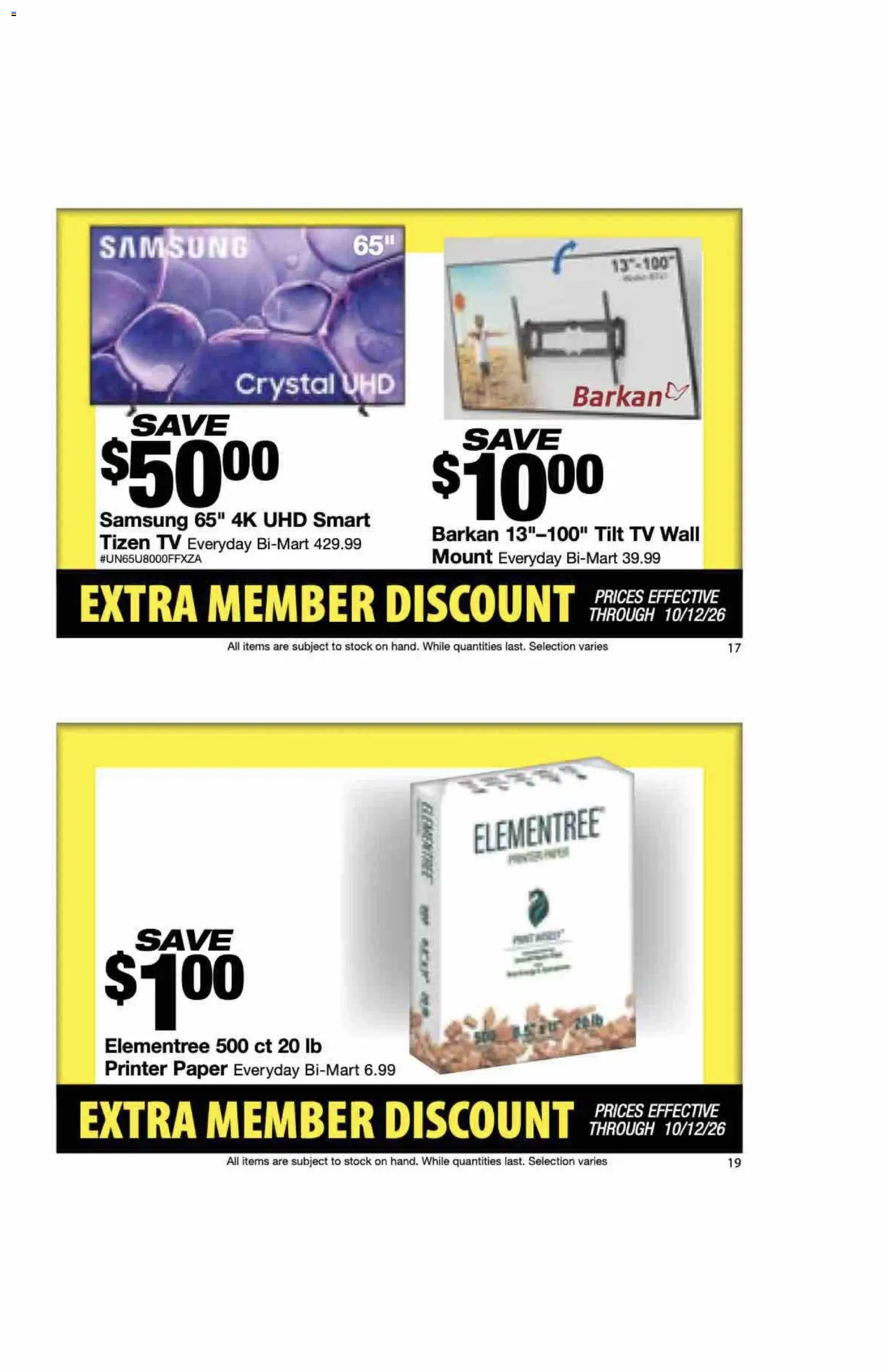 Bi-Mart Extra Member Discount Book - valid from 09/28/2026 | Page: 11 | Products: Printer, Tv