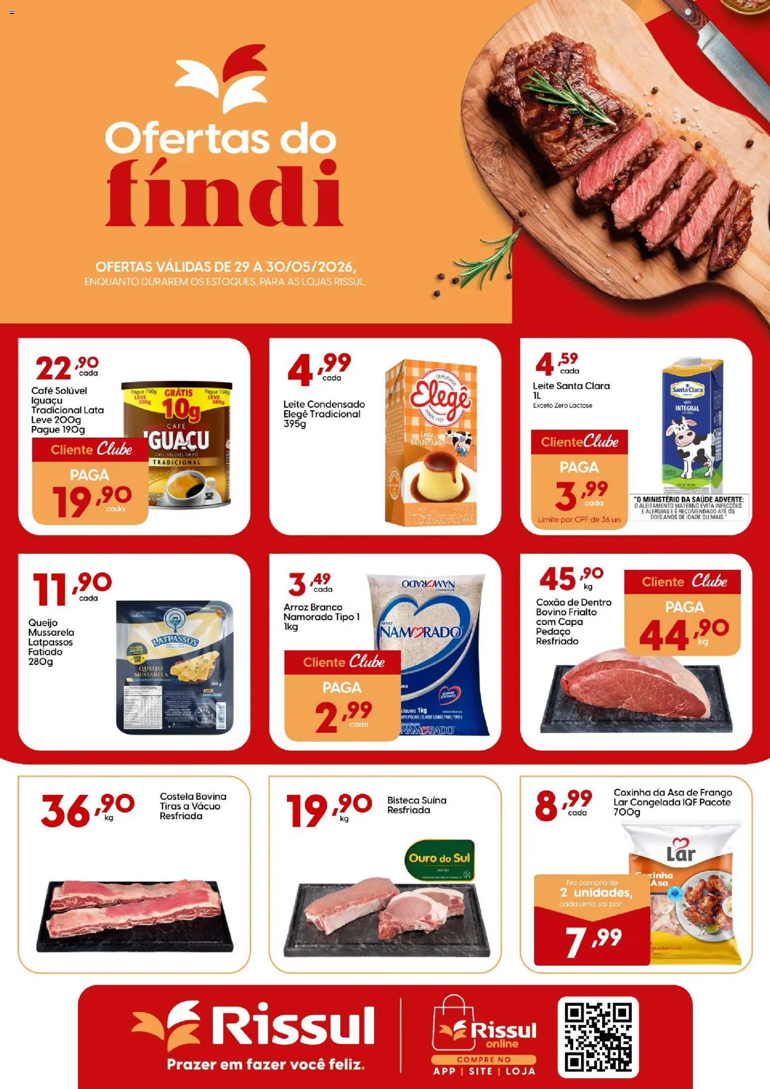 Rissul Folheto - válido de 29.05.2026 | Página: 1 | Produtos: Arroz, Frango, Leite condensado, Café solúvel