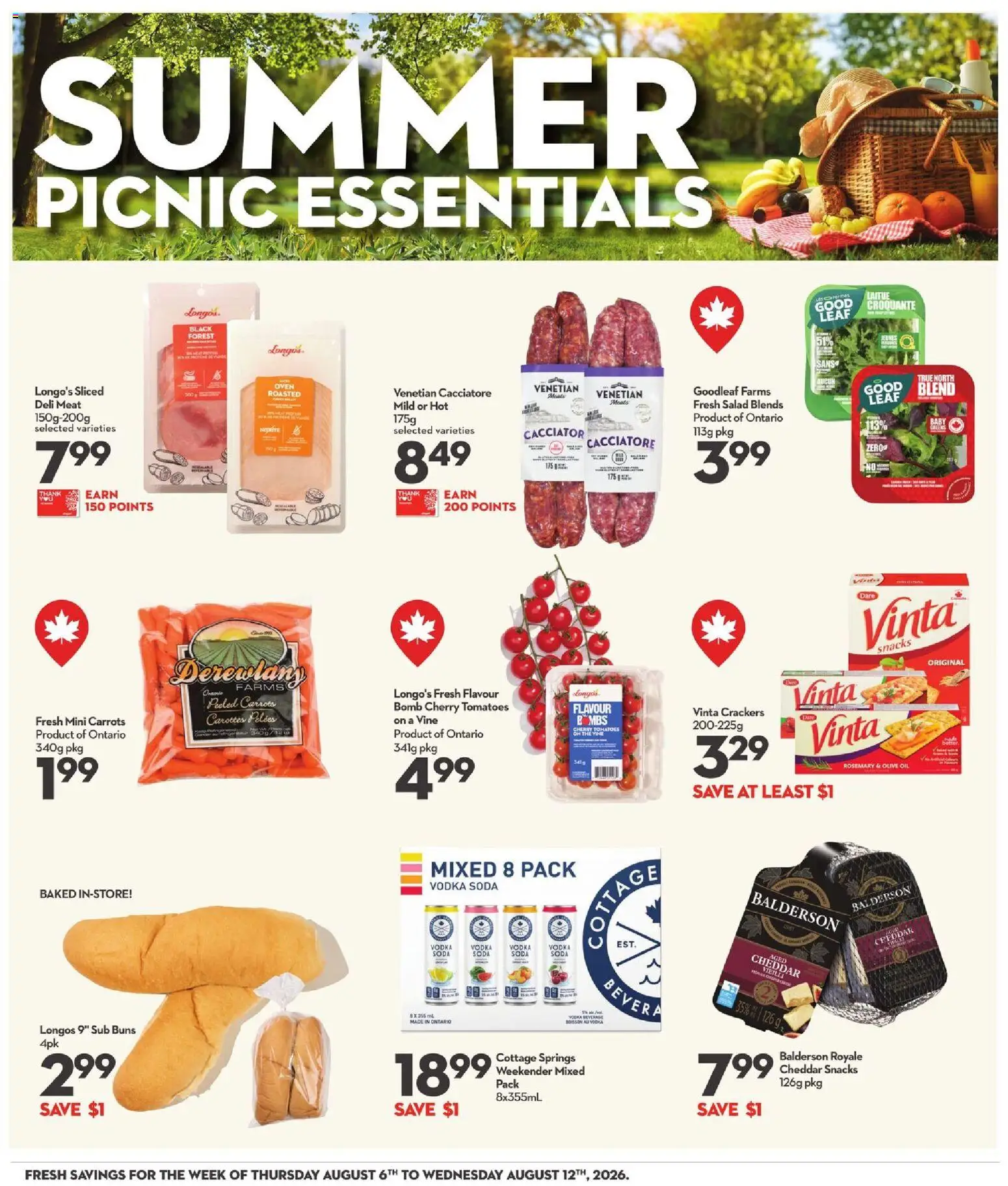 Longo's flyer valid from Aug 6, 2026 | Page: 16 | Products: Vodka, Oven, Oil, Tomatoes