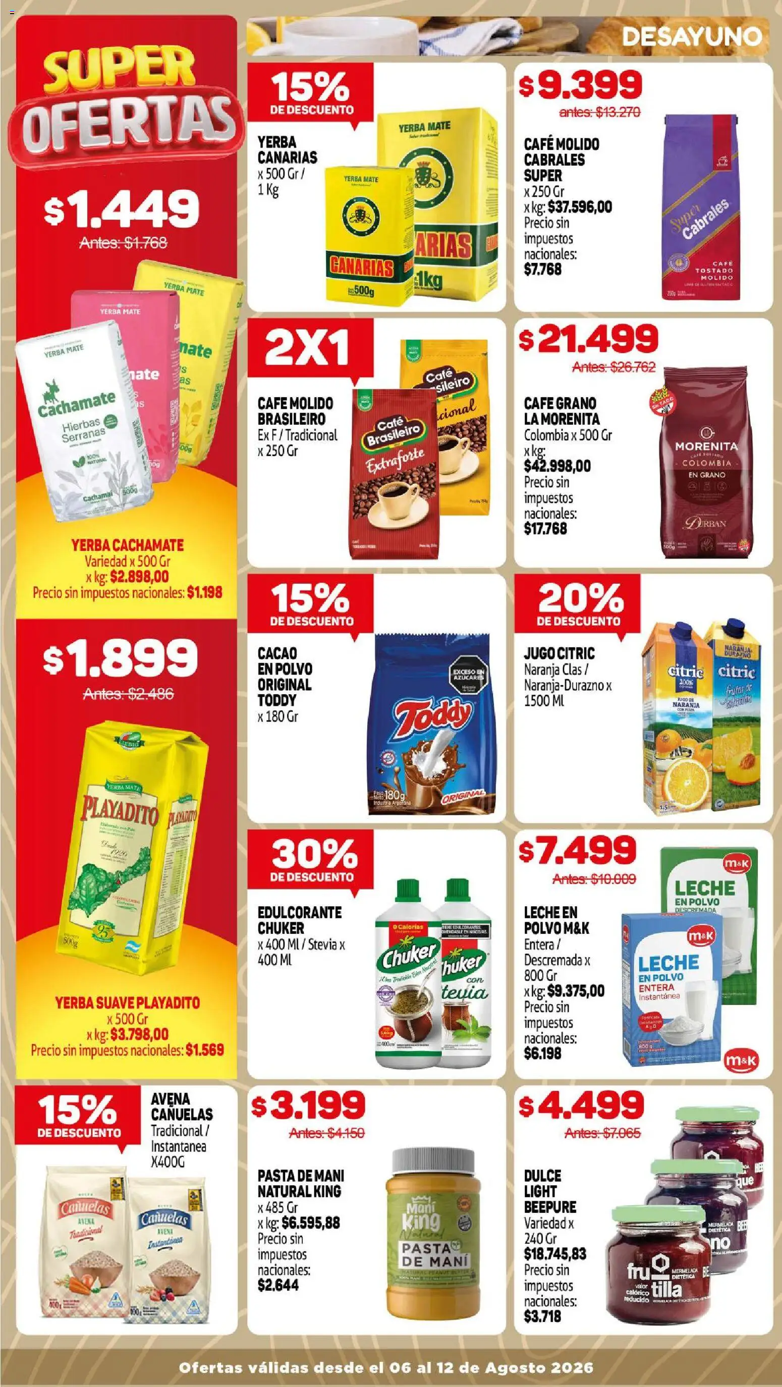 Makro ofertas │ válido desde el 06/08/2026 | Página: 8 | Productos: Yerba, Dulce, Mani, Leche