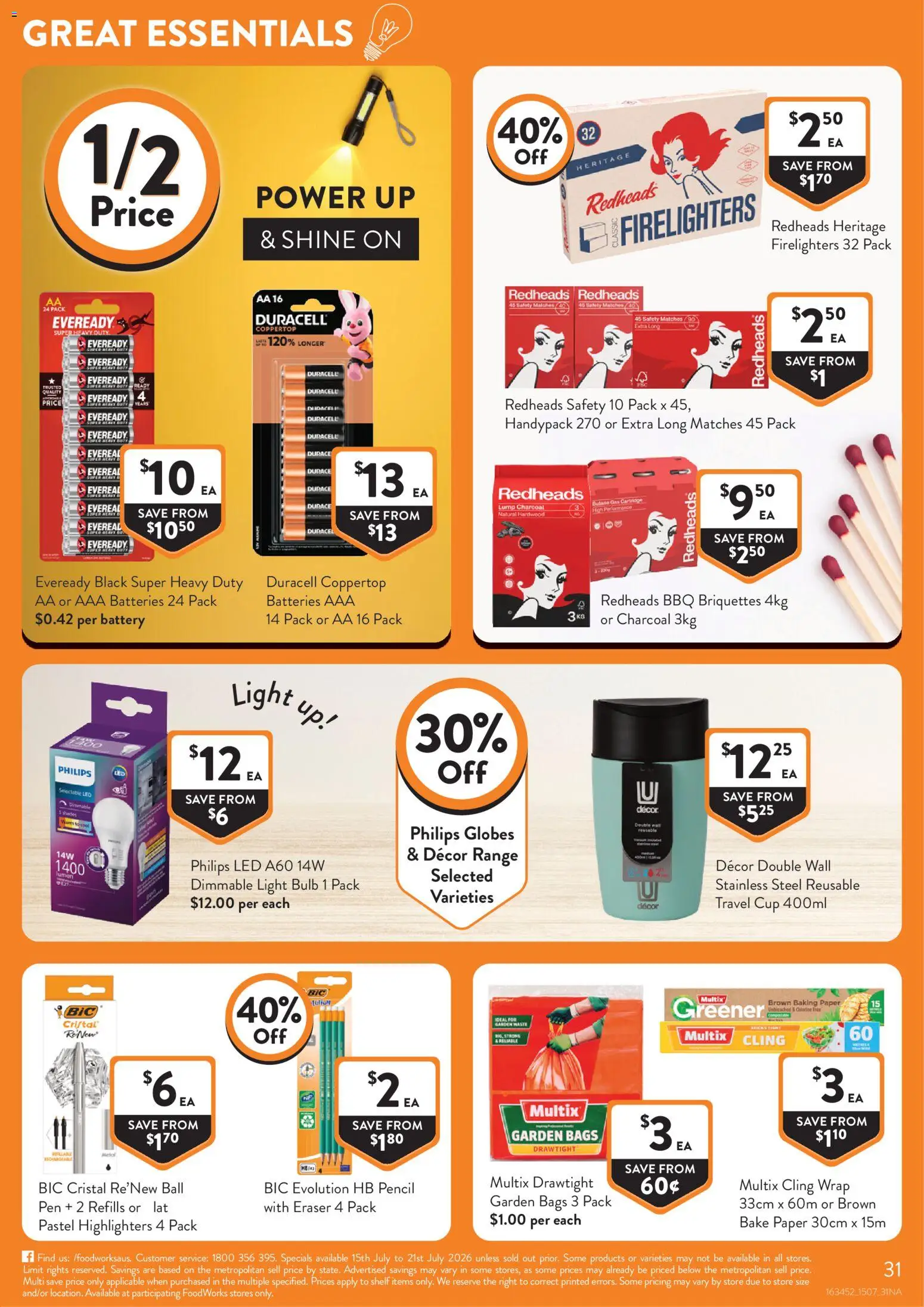 Foodworks catalogue - valid from 15/07/2026 | Page: 31 | Products: Decor, Briquettes, Pencil, Charcoal