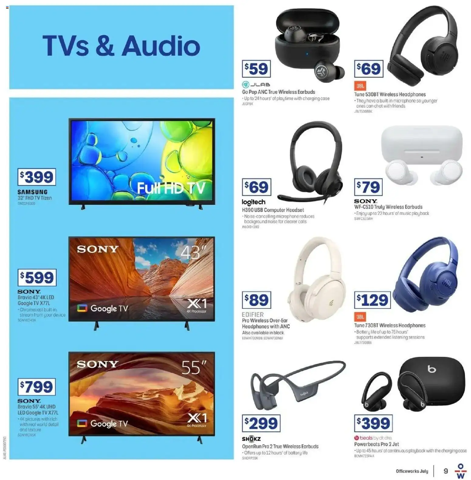 Officeworks catalogue - valid from 12/07/2026 | Page: 9 | Products: Computer, Tv, Case, Wireless headphones