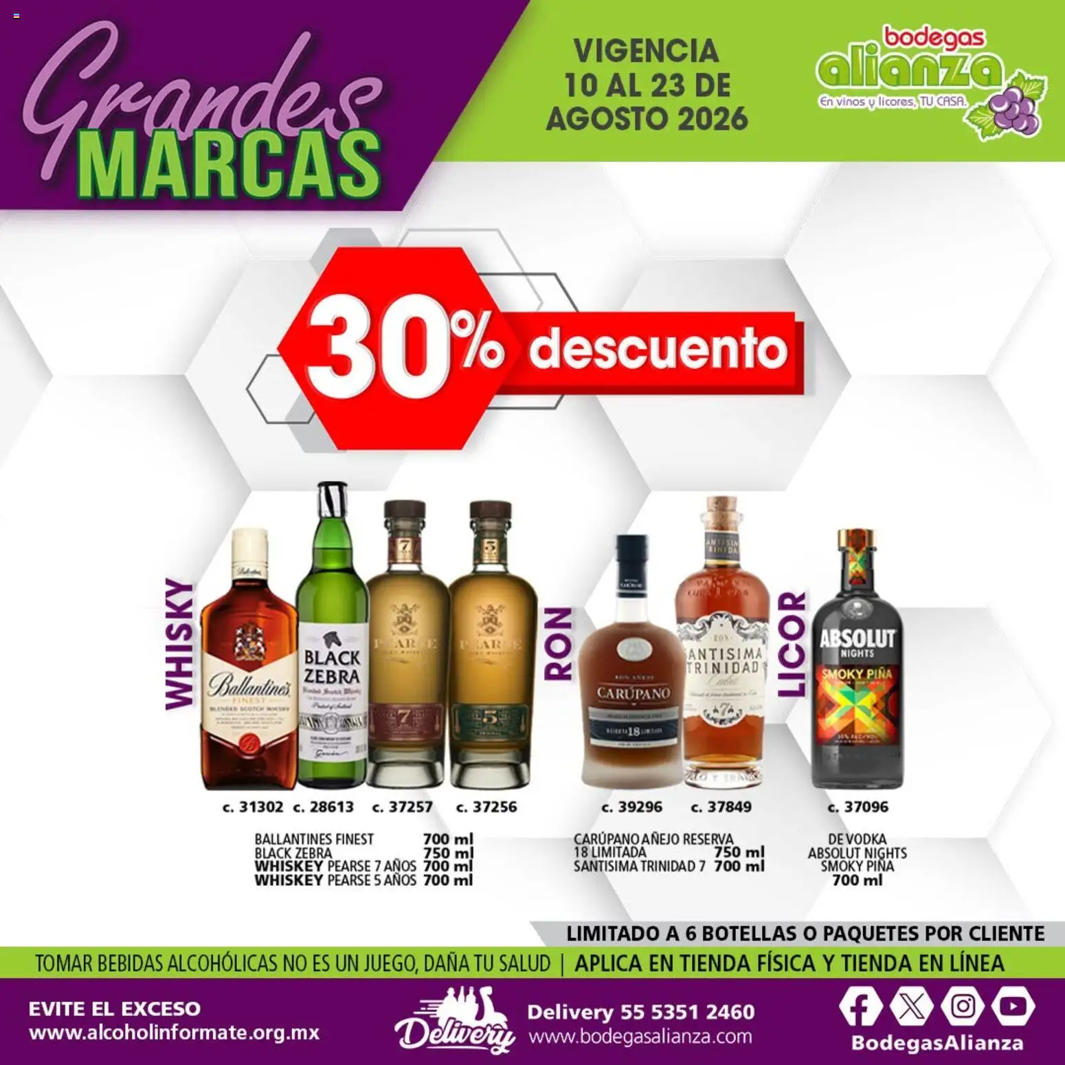 Nuevas ofertas de Bodegas Alianza válidas en toda la República Mexicana desde el 10/08/2026. ¡Encuentra las mejores ofertas en Bodegas Alianza catálogo Grandes Marcas! | Página: 2 | Productos: Ballantine’s, Piña, Bebidas, Vodka