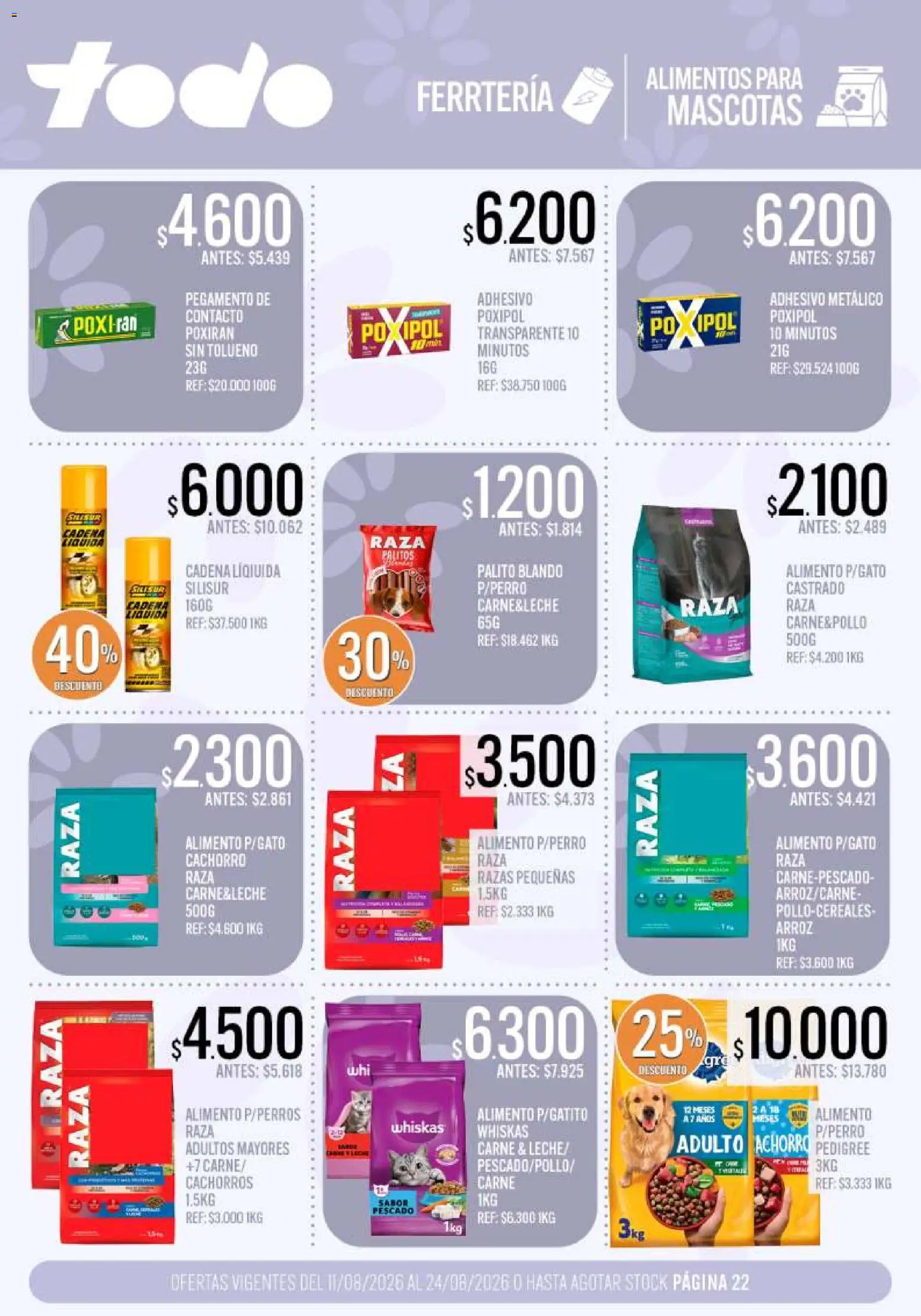 Supermercados TODO - Ofertas │ válido desde el 11/08/2026 | Página: 22 | Productos: Cama, Pescado, Carne, Pegamento