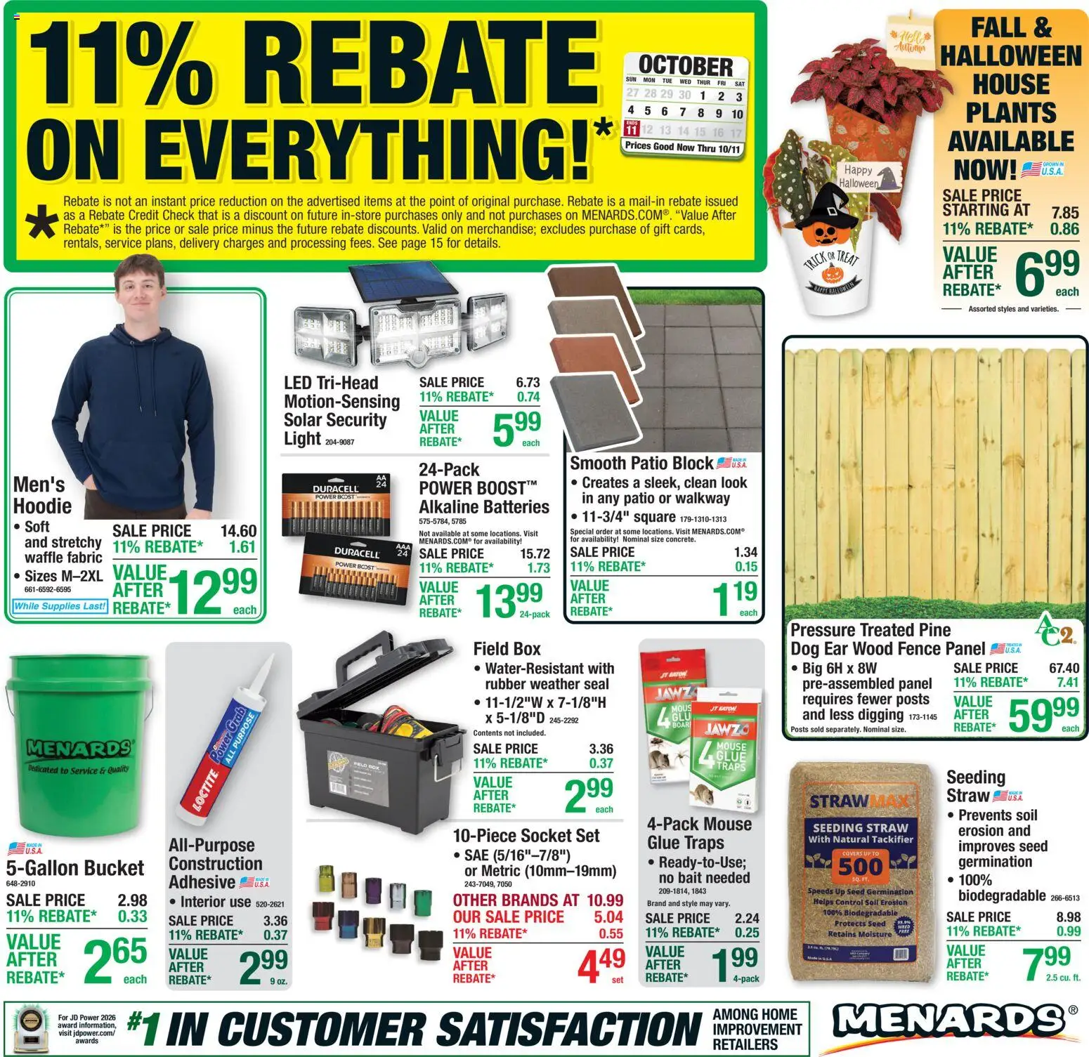 Menards Weekly Ad - valid from 10/01/2026 | Page: 1 | Products: Socket, Box, Hoodie, Bait
