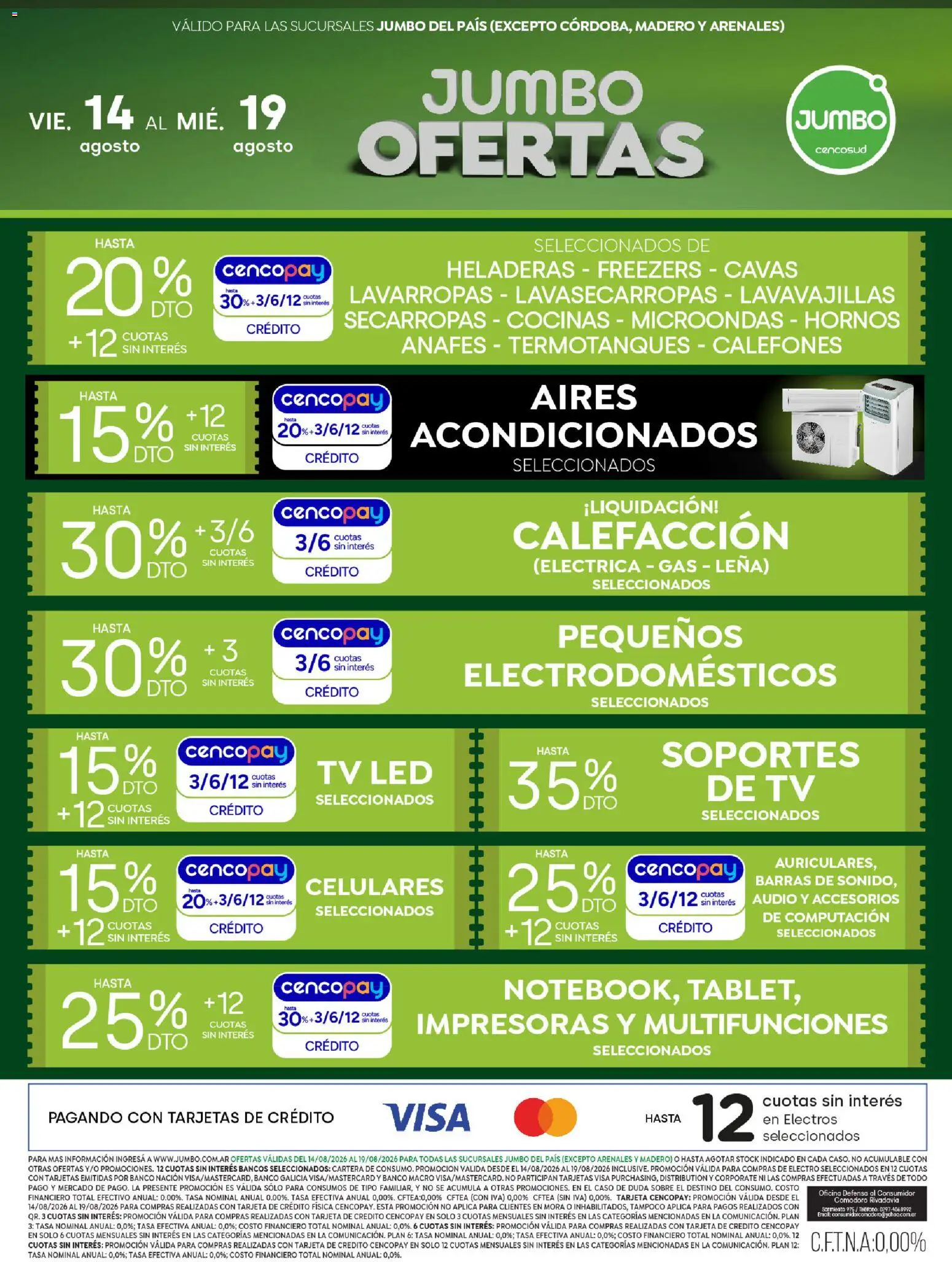 Jumbo - Ofertas | Electro y Hogar │ válido desde el 14/08/2026 | Página: 1 | Productos: Lavavajillas, Sobre, Secarropas, Lavarropas