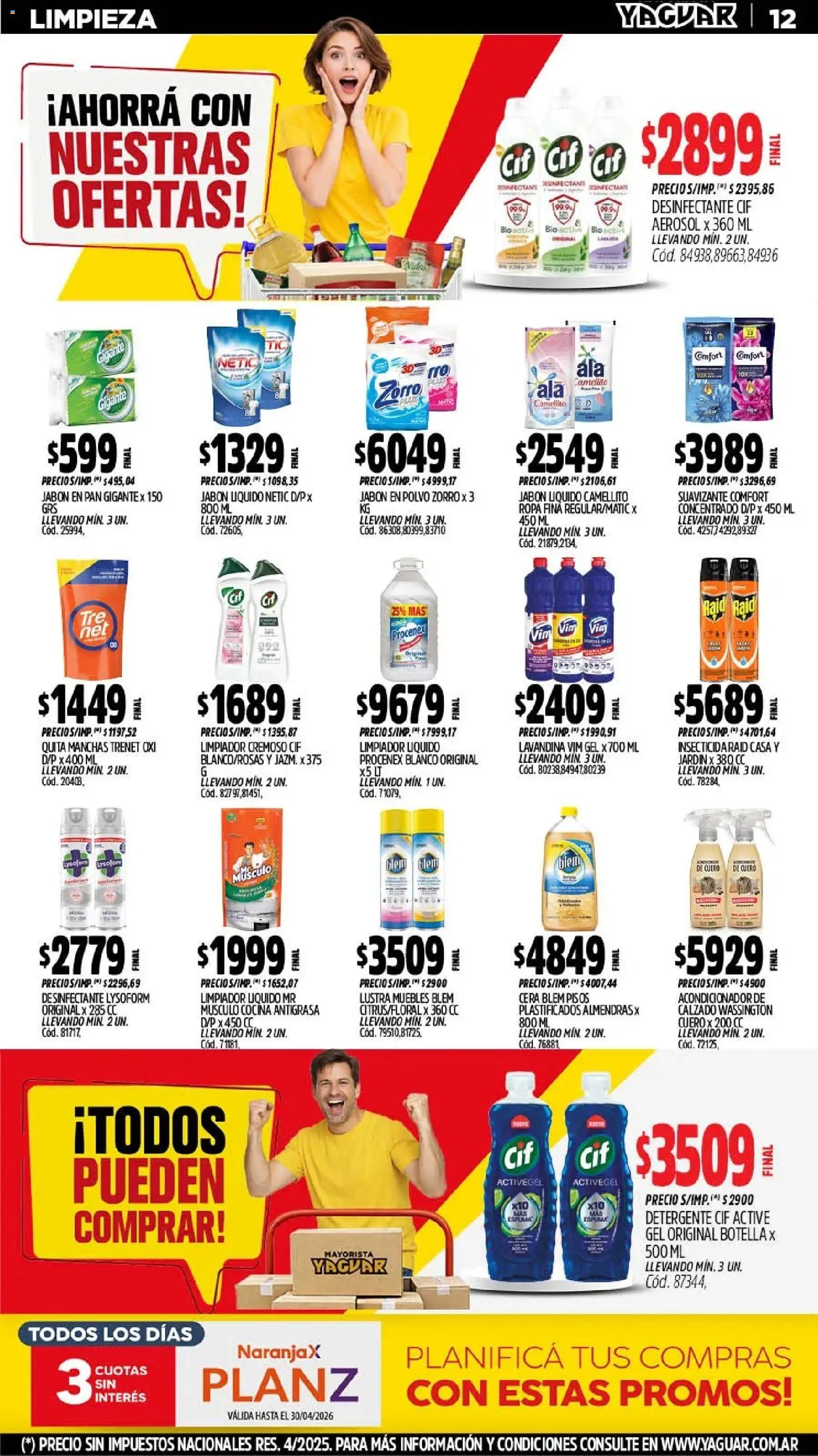 Yaguar - Oferta Semanal Neuquen │ válido desde el 11.05.2026 | Página: 12 | Productos: Antigrasa, Desinfectante, Polvo, Cera
