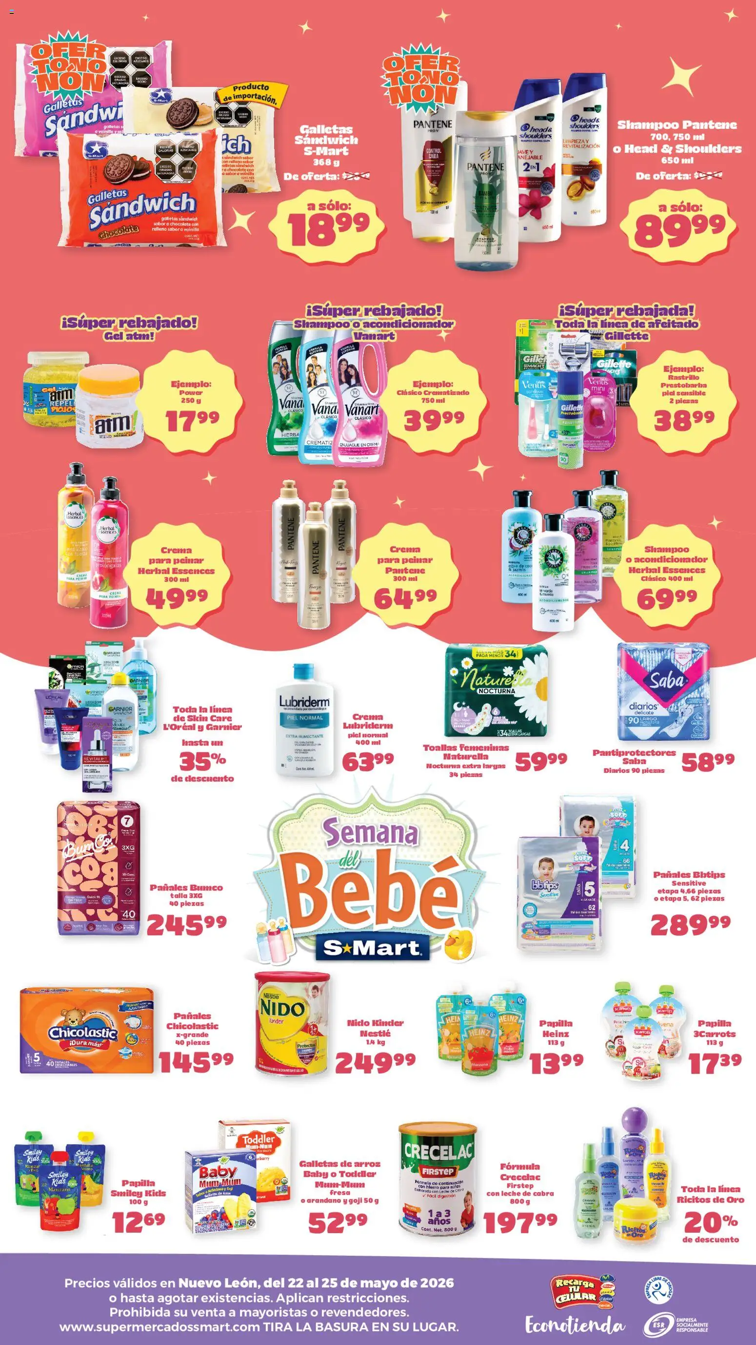 Nuevas ofertas de S-Mart válidas en toda la República Mexicana desde el 22.05.2026. ¡Encuentra las mejores ofertas en S-Mart folleto Ofertas de feria Monterrey! | Página: 2 | Productos: Fresa, Rastrillo, Agua, Leche