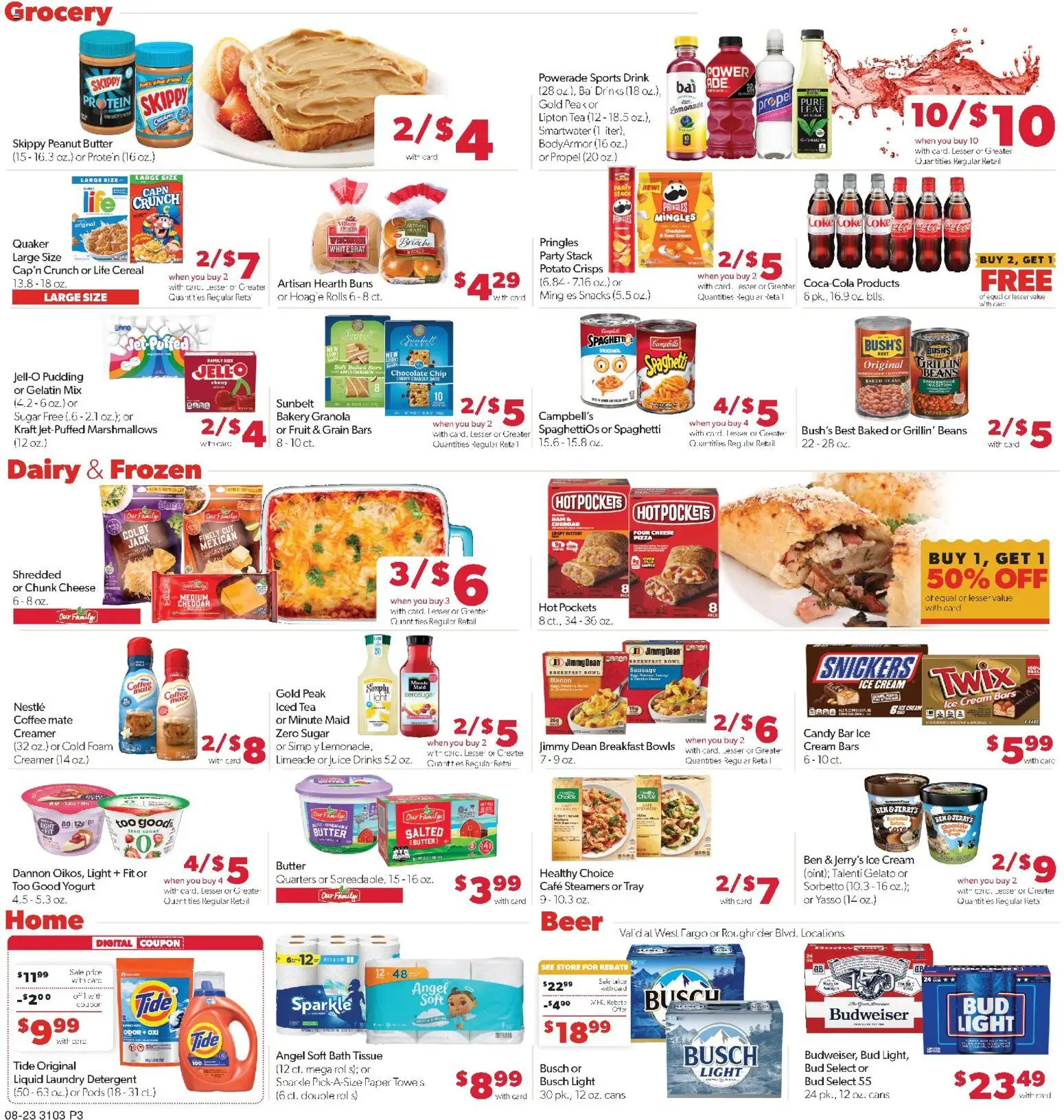 Family Fare Weekly Ad - ND - valid from 08/23/2026 | Page: 3 | Products: Cream, Sugar, Cereal, Spaghetti