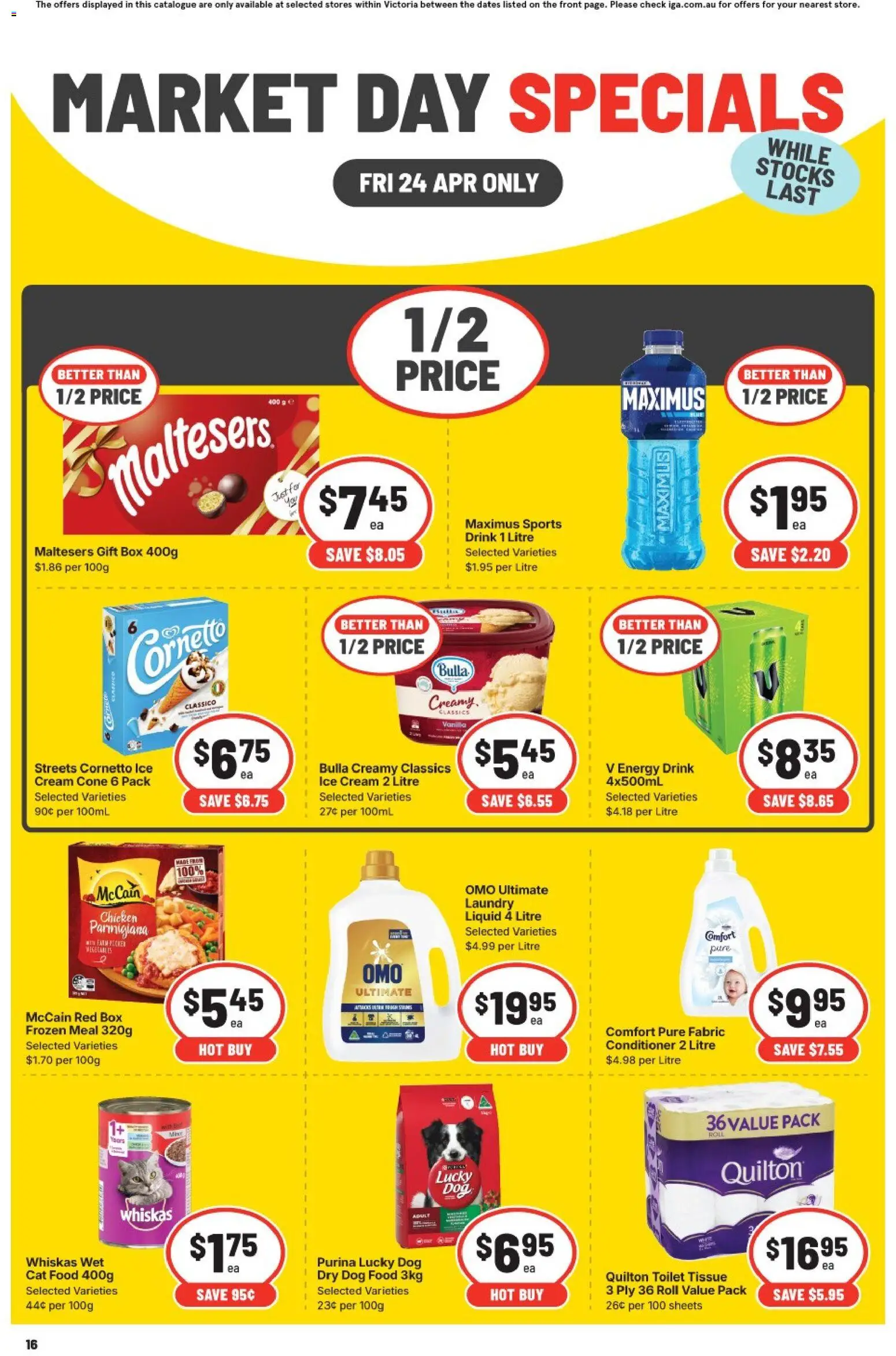 IGA catalogue - valid from 23.04.2026 | Page: 3 | Products: Toilet, Dog food, Cream, Ice cream