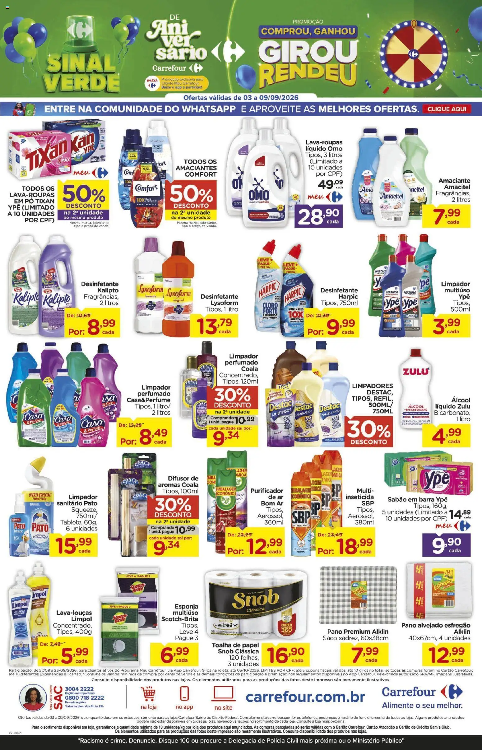 Carrefour Bairro Folheto - válido de 03/09/2026 | Página: 16 | Produtos: Sabão em barra, Pato, Desinfetante, Inseticida