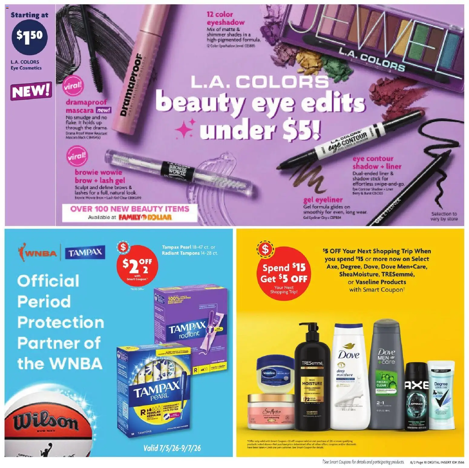 Family Dollar Current Ad - TX - valid from 08/02/2026 | Page: 15 | Products: Mascara, Eyeshadow, Shampoo, Rig