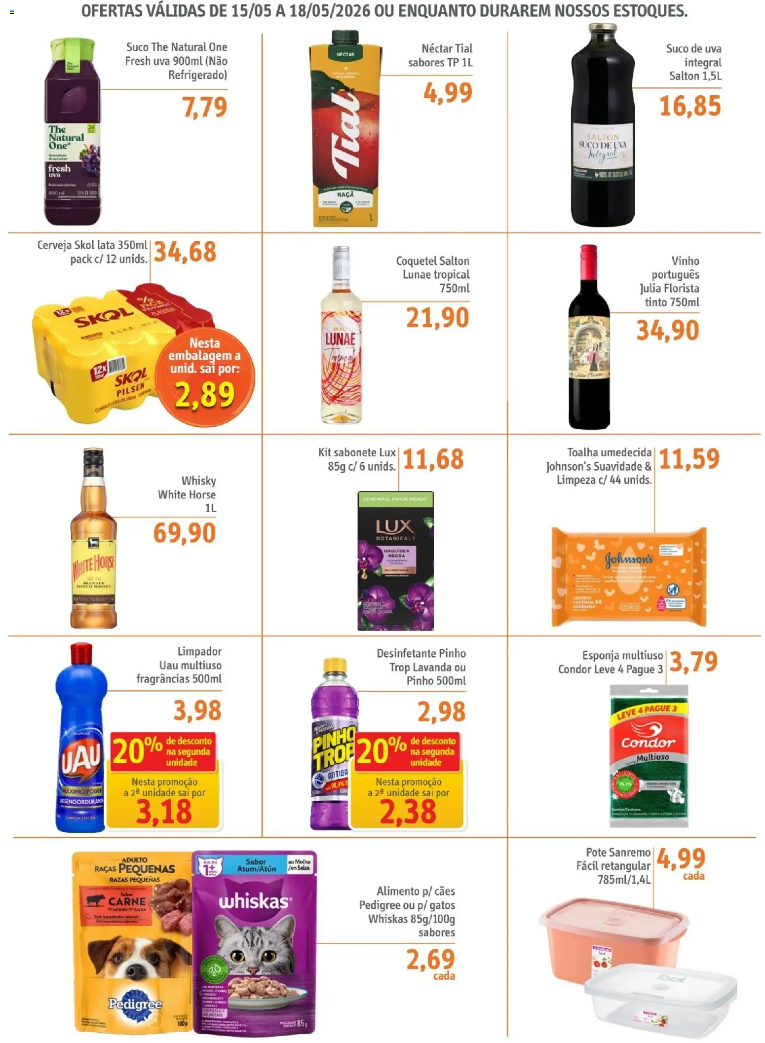 Sonda Folheto - válido de 15.05.2026 | Página: 3 | Produtos: Esponja, Whisky, Cerveja, Toalha umedecida