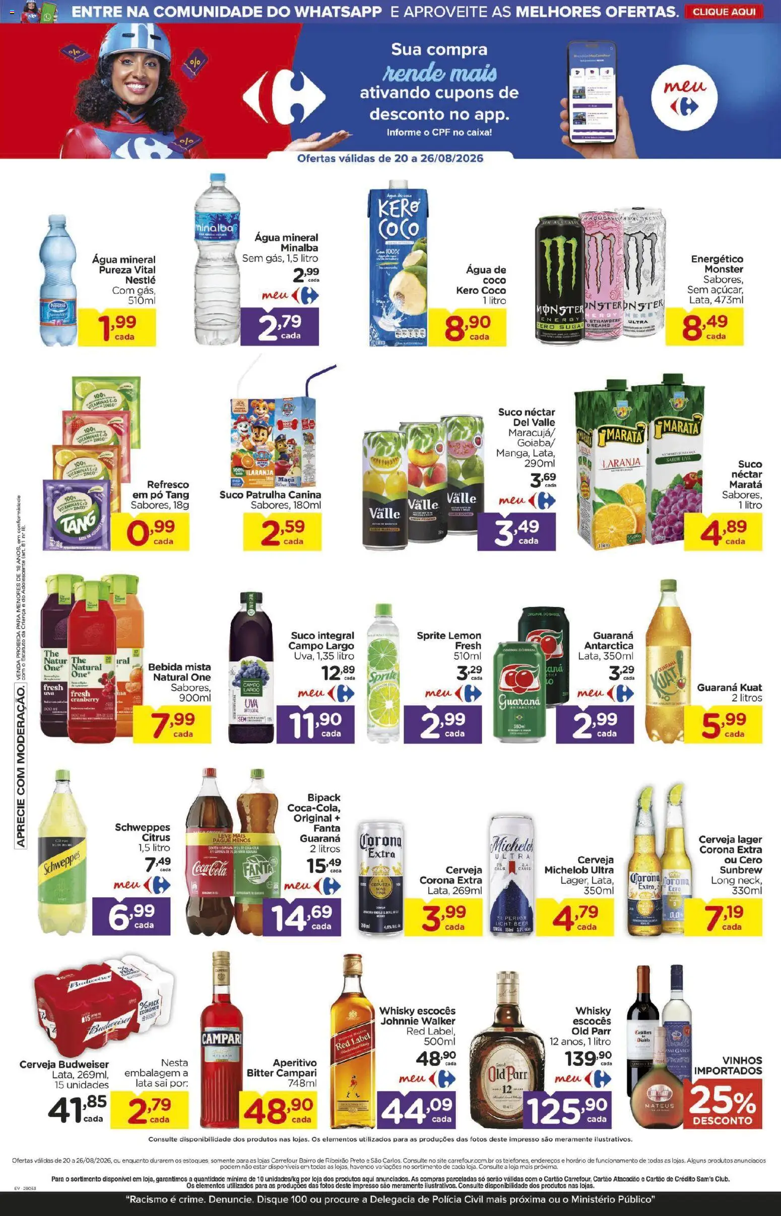 Carrefour Bairro Folheto - válido de 21/08/2026 | Página: 7 | Produtos: Cranberry, Refresco, Cerveja, Água mineral