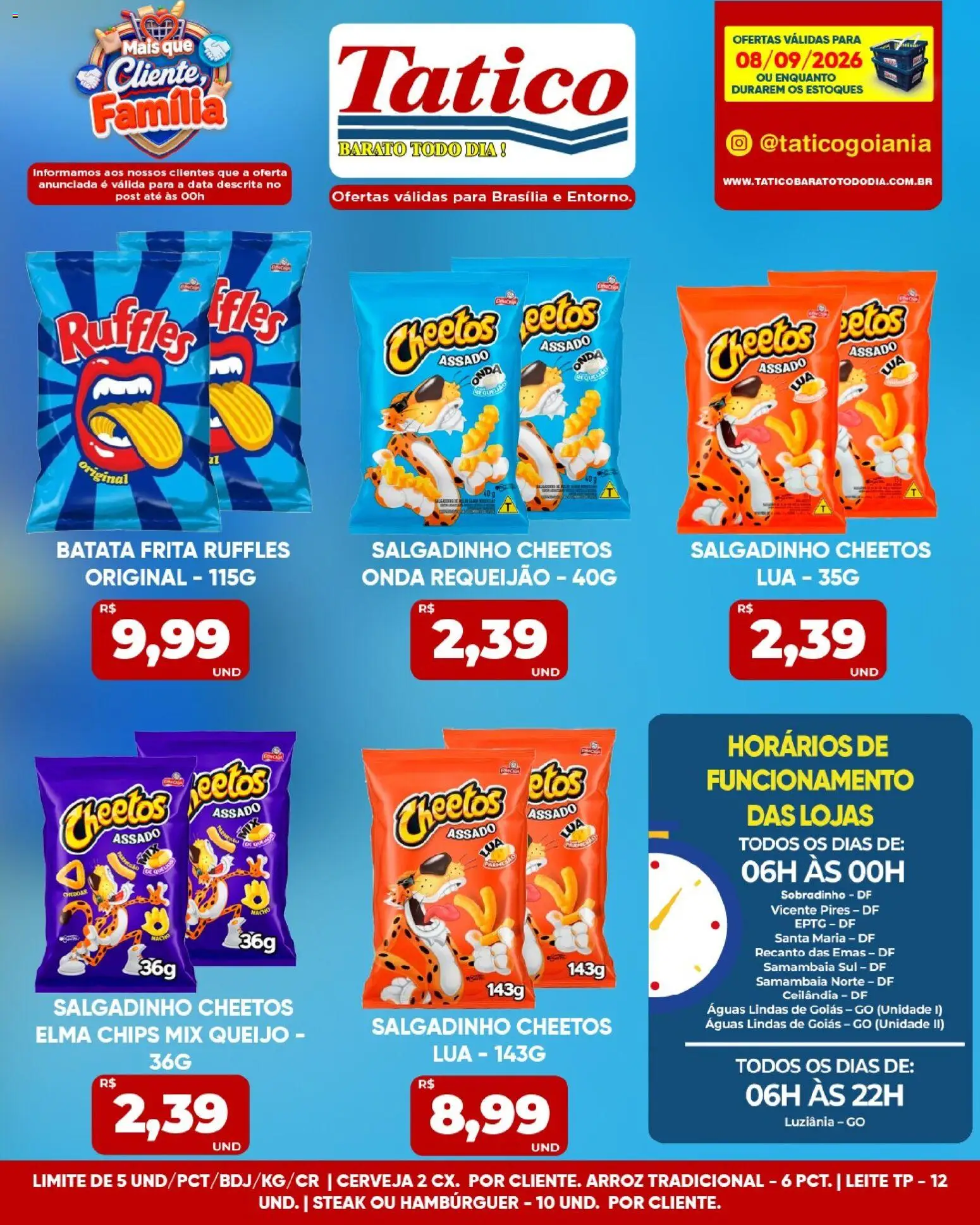 Tatico Folheto - válido de 08/09/2026 | Página: 19 | Produtos: Elma Chips, Cerveja, Cheetos, Requeijão