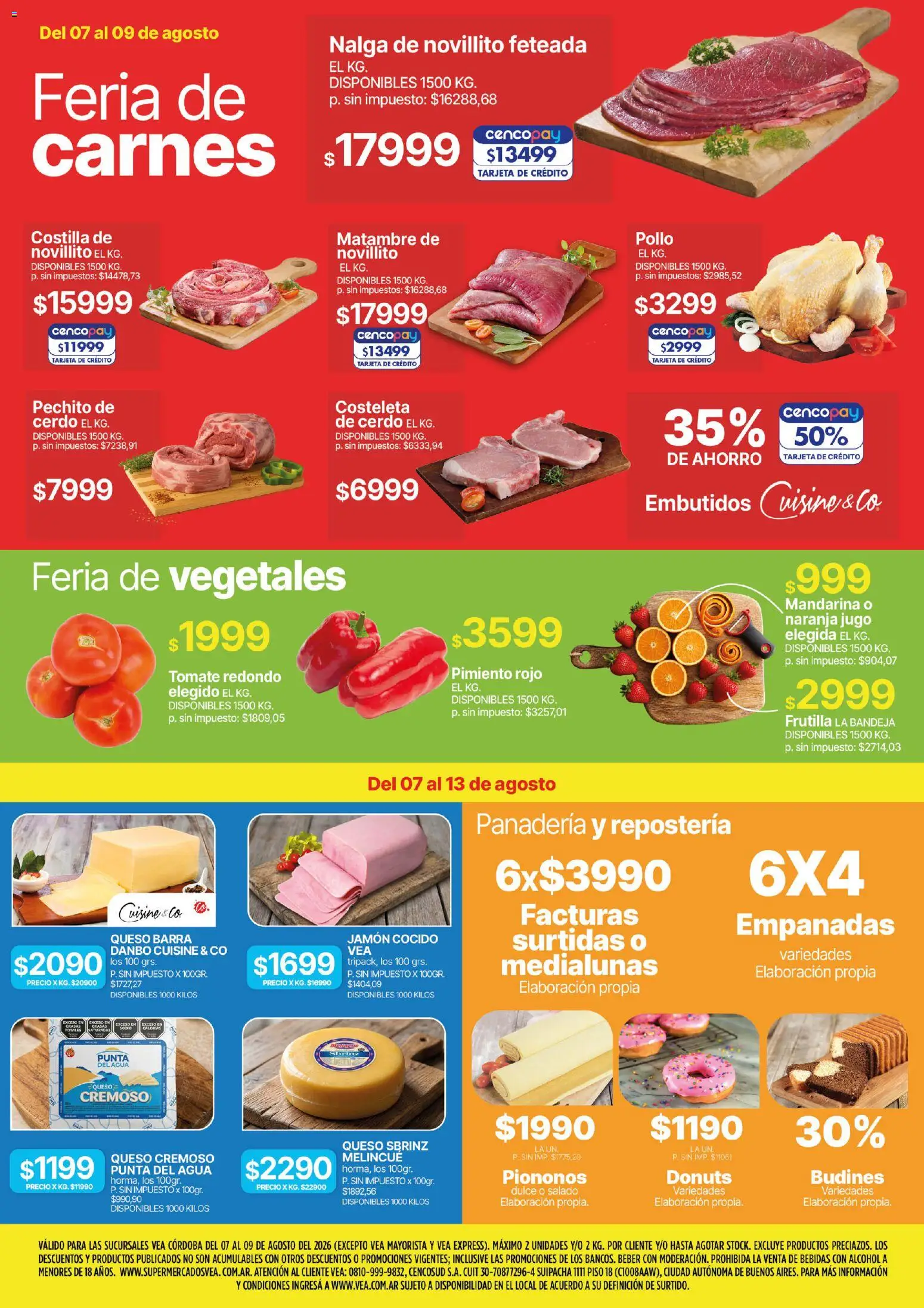Vea - Fin de semana de ahorro  Córdoba │ válido desde el 07/08/2026 | Página: 2 | Productos: Panadería, Pollo, Jamón cocido, Bandeja