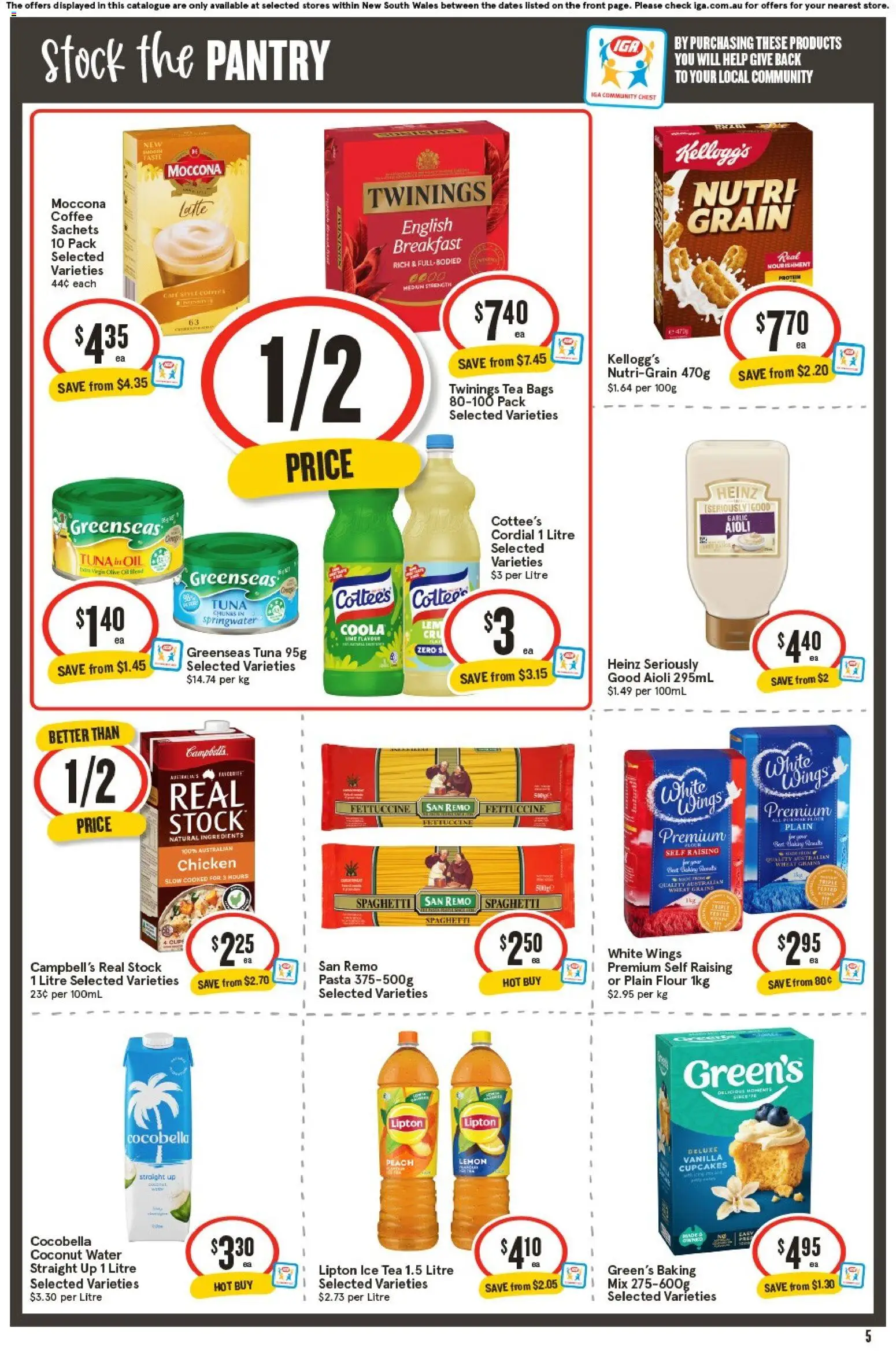 IGA catalogue - valid from 05/08/2026 | Page: 6 | Products: Pasta, Water, Tuna, Wheat