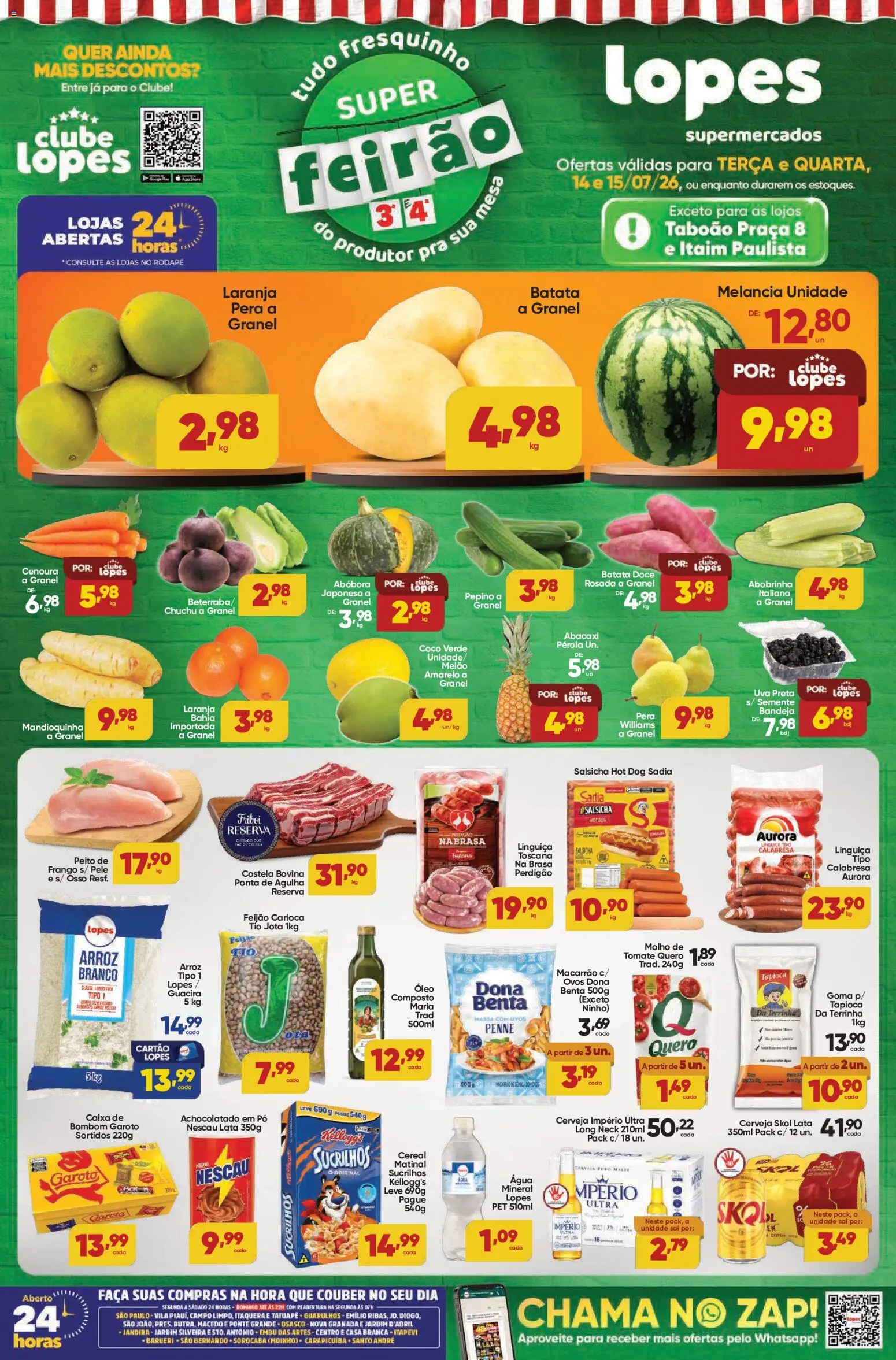 Lopes Supermercados Folheto - válido de 14/07/2026 | Página: 1 | Produtos: Beterraba, Arroz, Frango, Rodapé