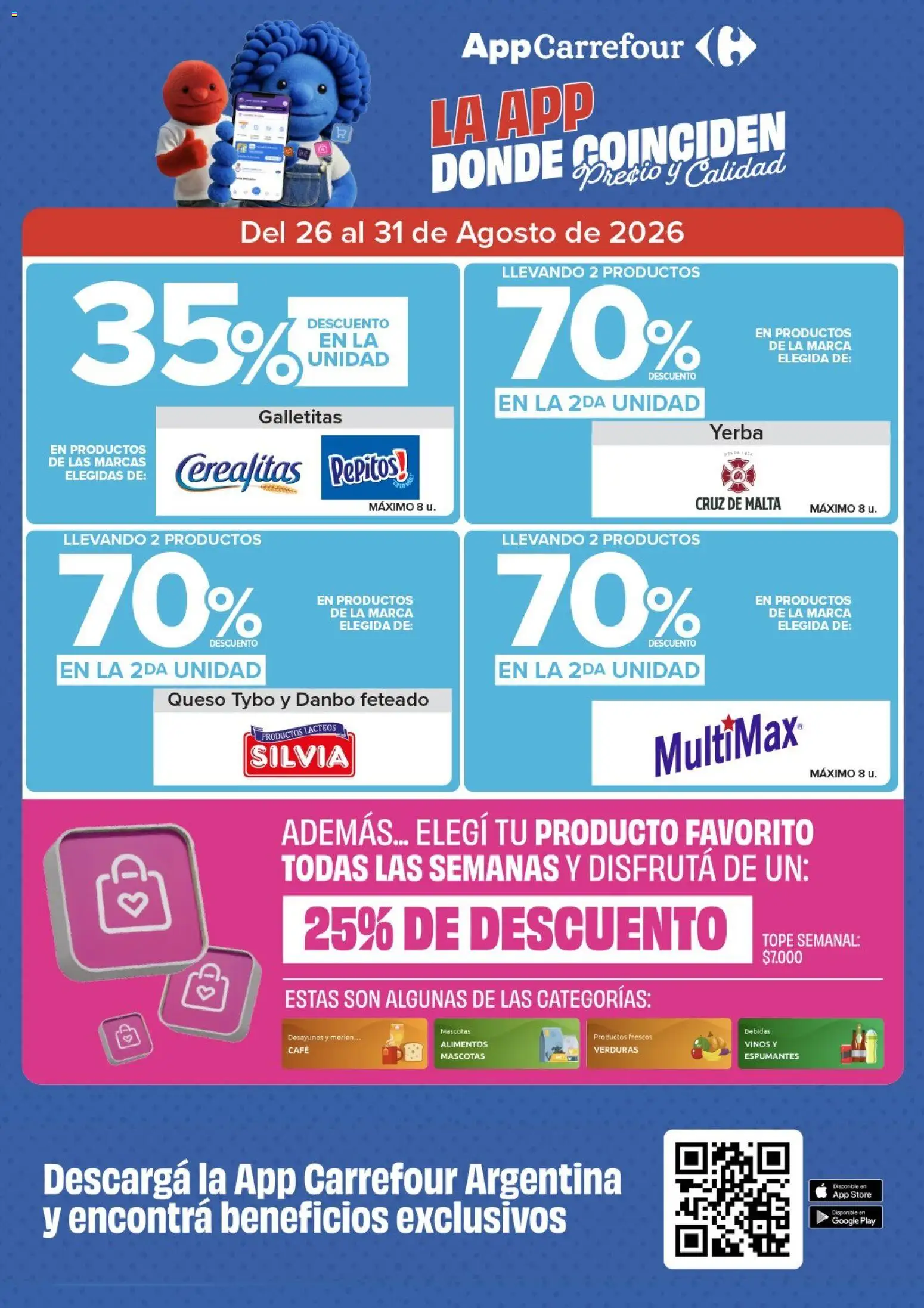 Carrefour Market - Market Paraná Concordia │ válido desde el 26/08/2026 | Página: 3 | Productos: Galletitas, Yerba, Alimentos, Verduras
