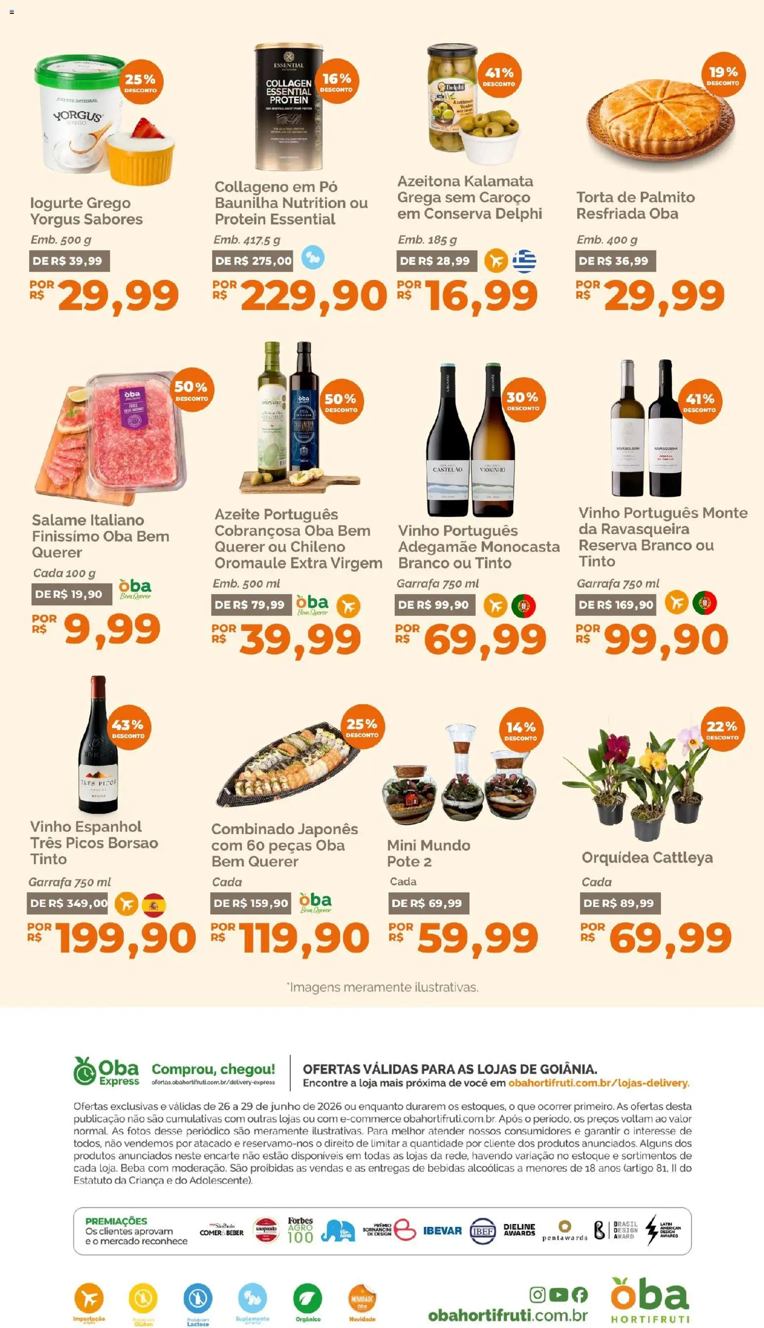 Oba Hortifruti Folheto - válido de 26/06/2026 | Página: 7 | Produtos: Azeitonas, Palmito, Vinho, Azeite