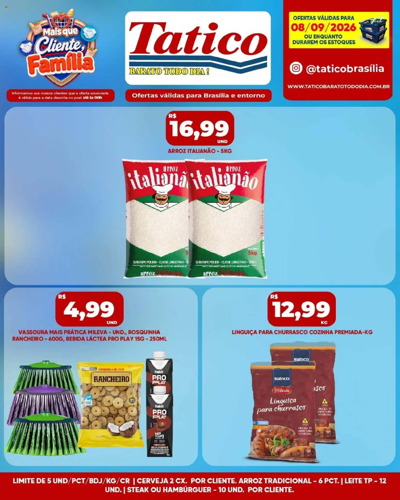 Tatico Folheto - válido de 08/09/2026 | Página: 6 | Produtos: Linguiça, Leite, Cerveja, Bebida