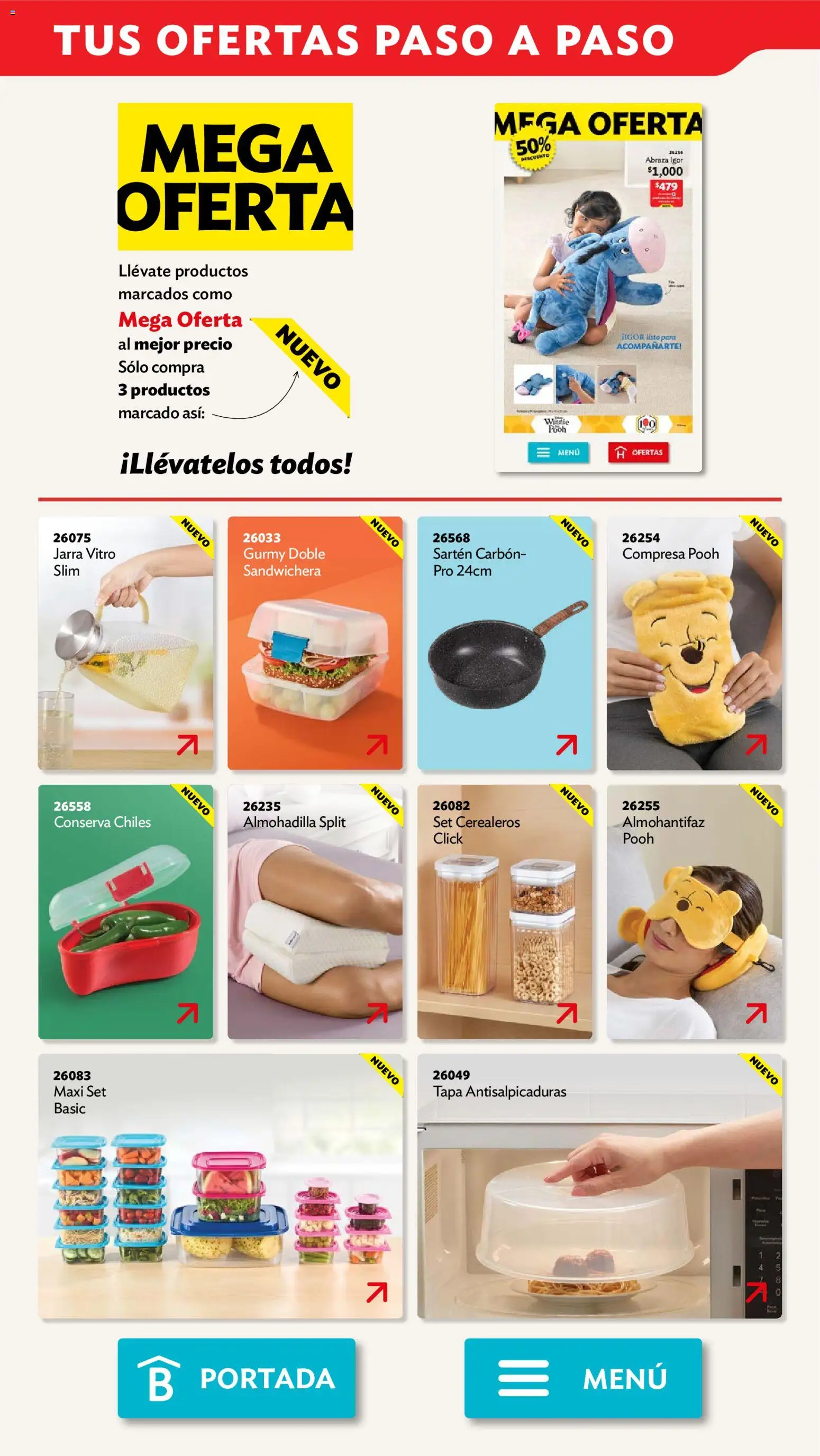 Nuevas ofertas de Betterware válidas en toda la República Mexicana desde el 31/08/2026. ¡Encuentra las mejores ofertas en Betterware campaña 9 2026! | Página: 116 | Productos: Sandwichera, Sartén, Jarra