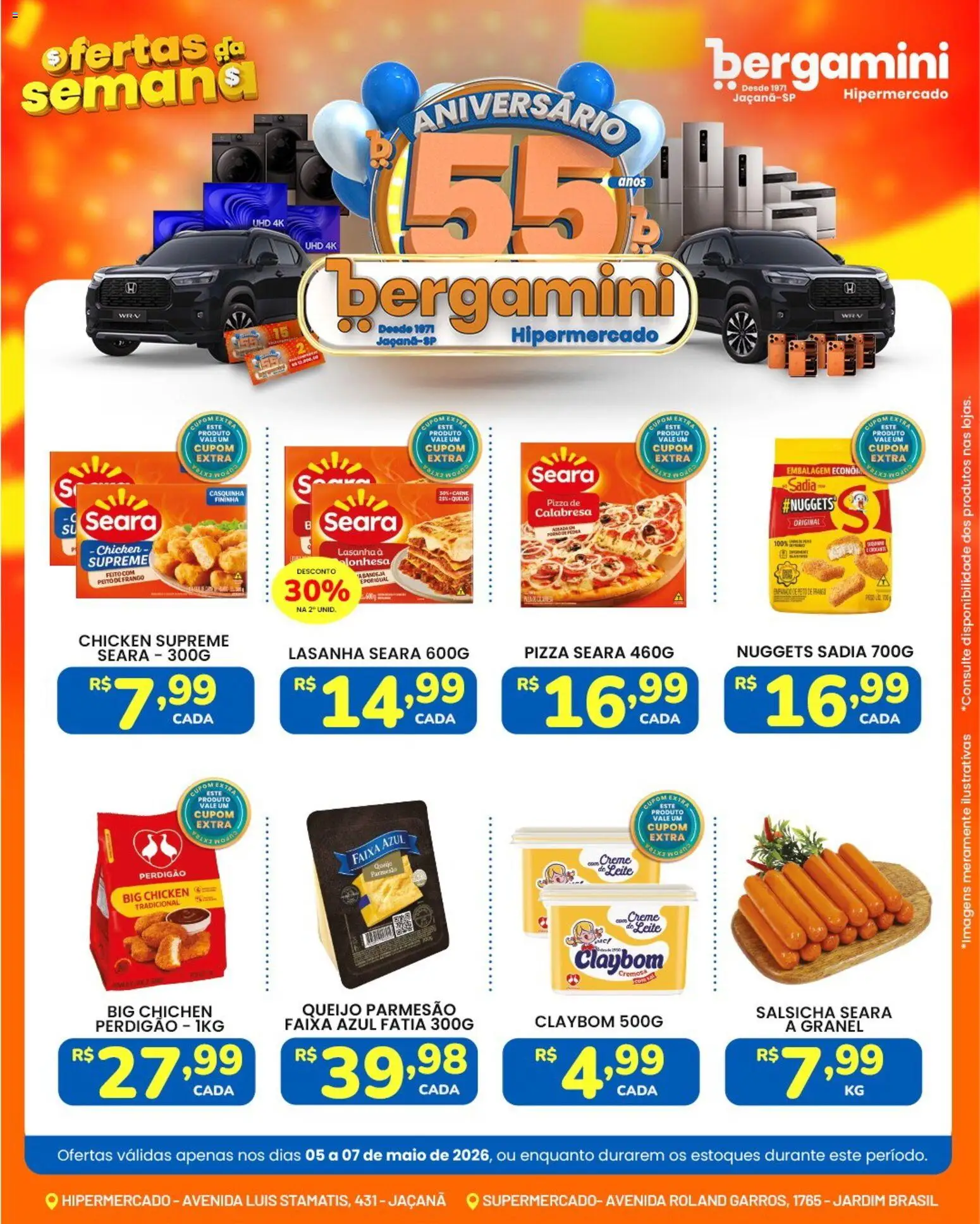 Supermercado Bergamini Folheto - válido de 05.05.2026 | Página: 5 | Produtos: Salsicha, Maiô, Parmesão, Lasanha