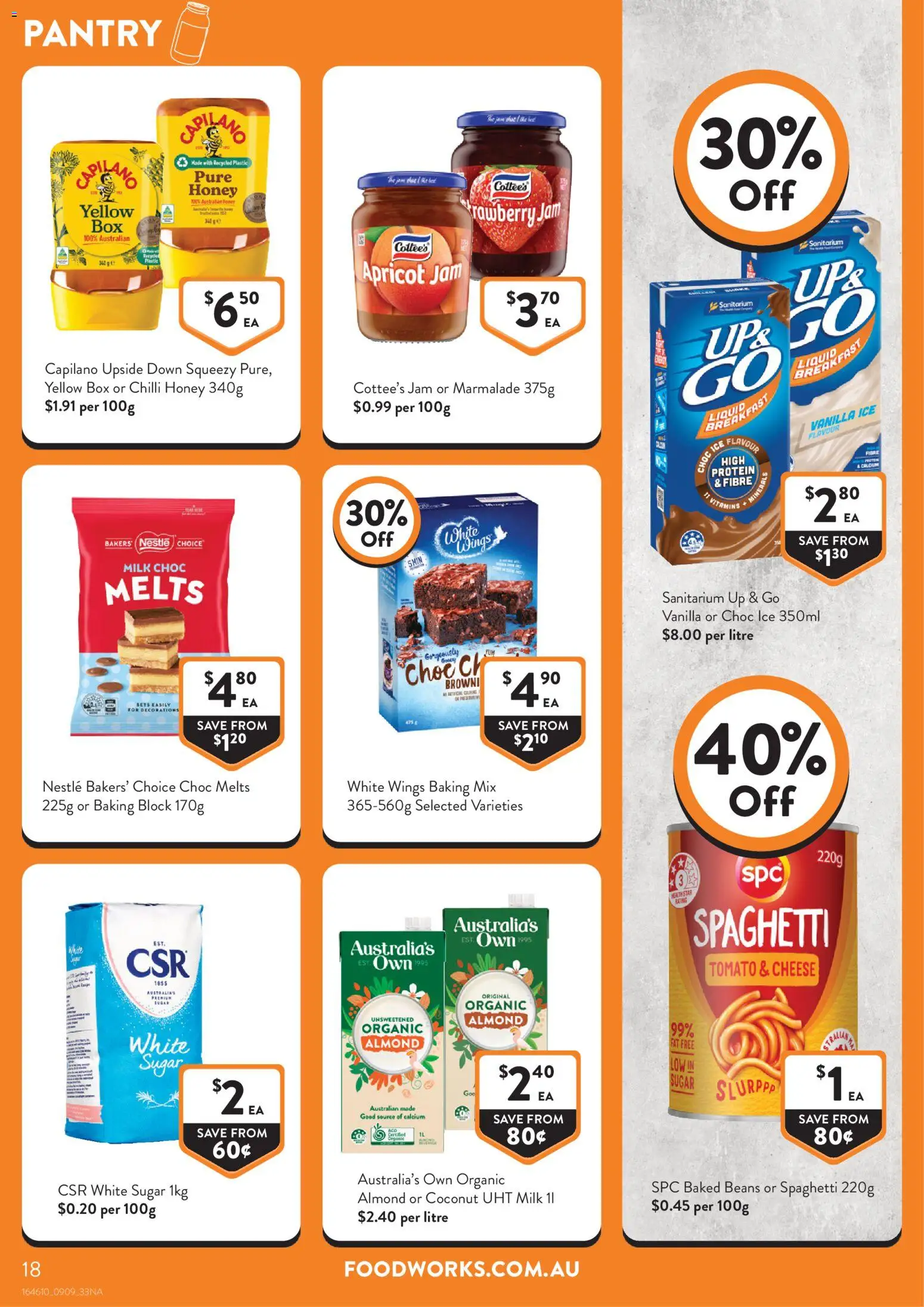 Foodworks catalogue - valid from 09/09/2026 | Page: 18 | Products: Milk, Chilli, Jam, Up & go