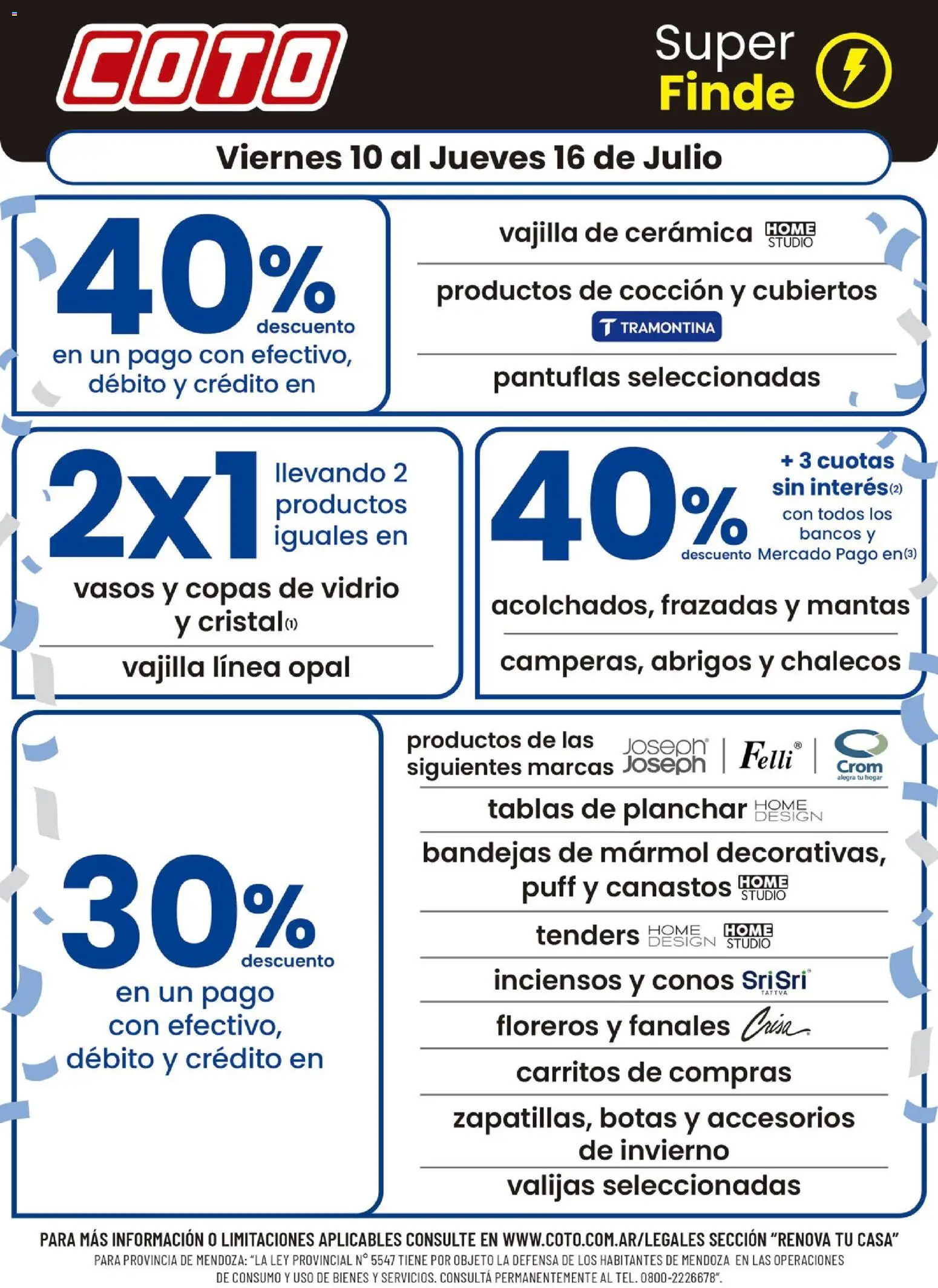 Coto - Renova Clases │ válido desde el 10/07/2026 | Página: 1 | Productos: Planchar, Botas, Vasos