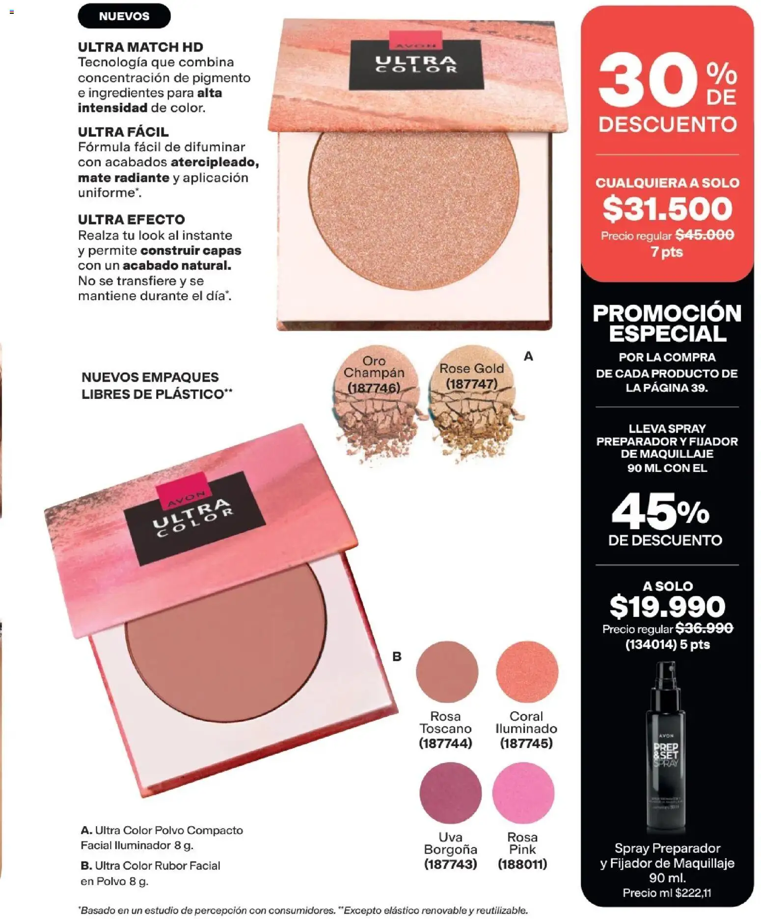 Avon revista - valida desde el 01.08.2026 | Página: 39 | Productos: Fijador, Iluminador, Rubor, Maquillaje