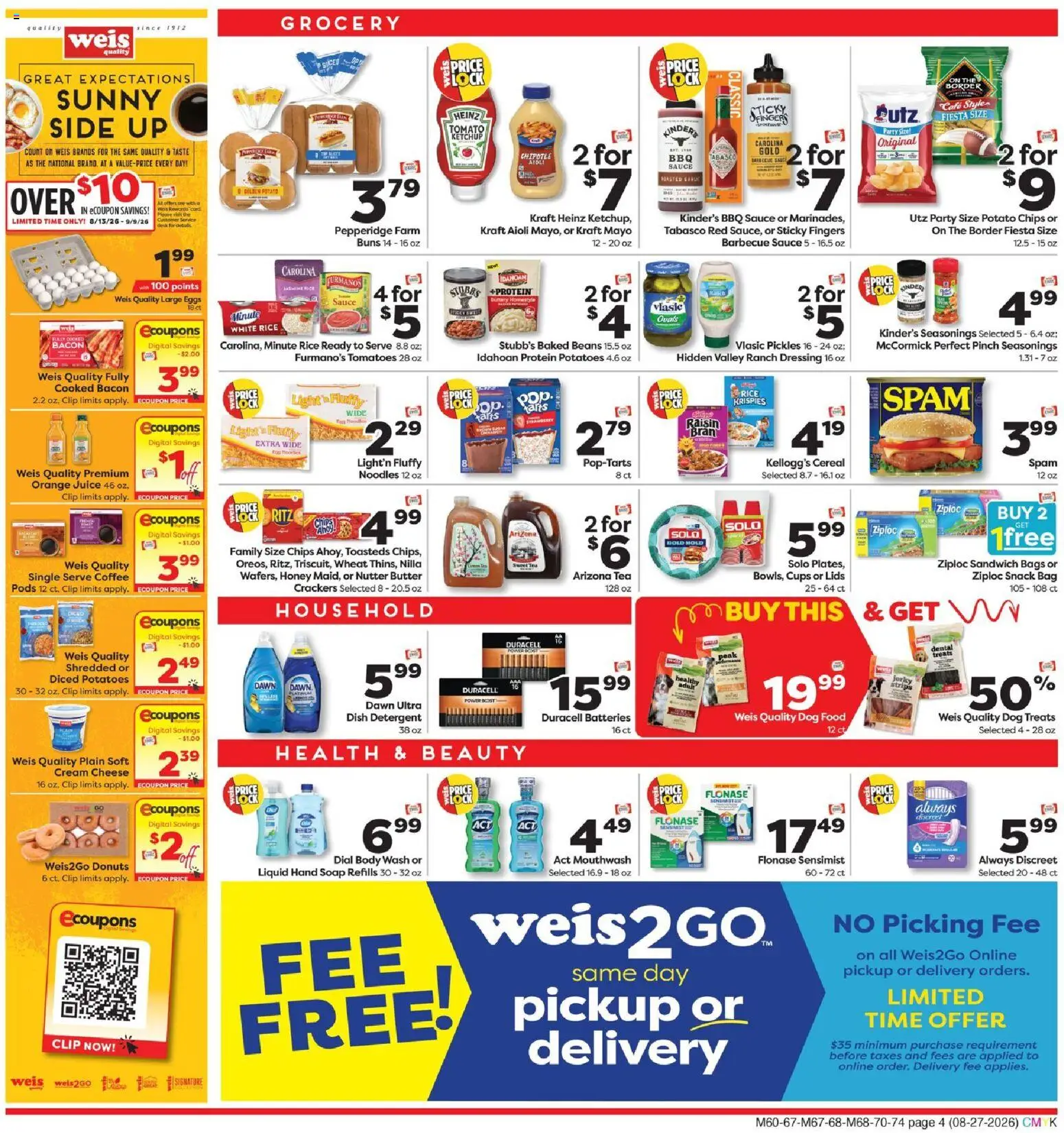 Weis Weekly Circular - MD - valid from 08/27/2026 | Page: 4 | Products: Barbecue sauce, Cereal, Bag, Beans