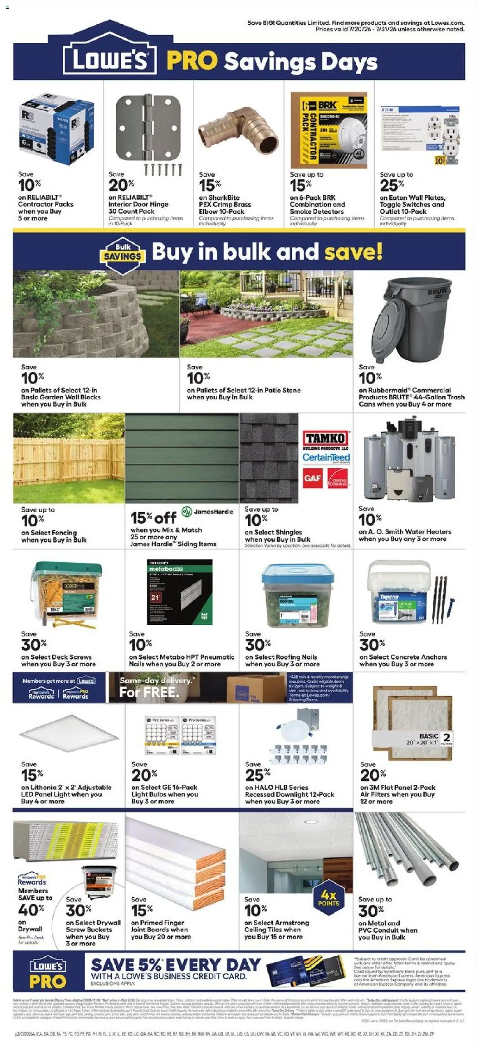 Lowe's Ad - valid from 07/20/2026 | Page: 2 | Products: Pneumatic, Hinge, Desk, Water