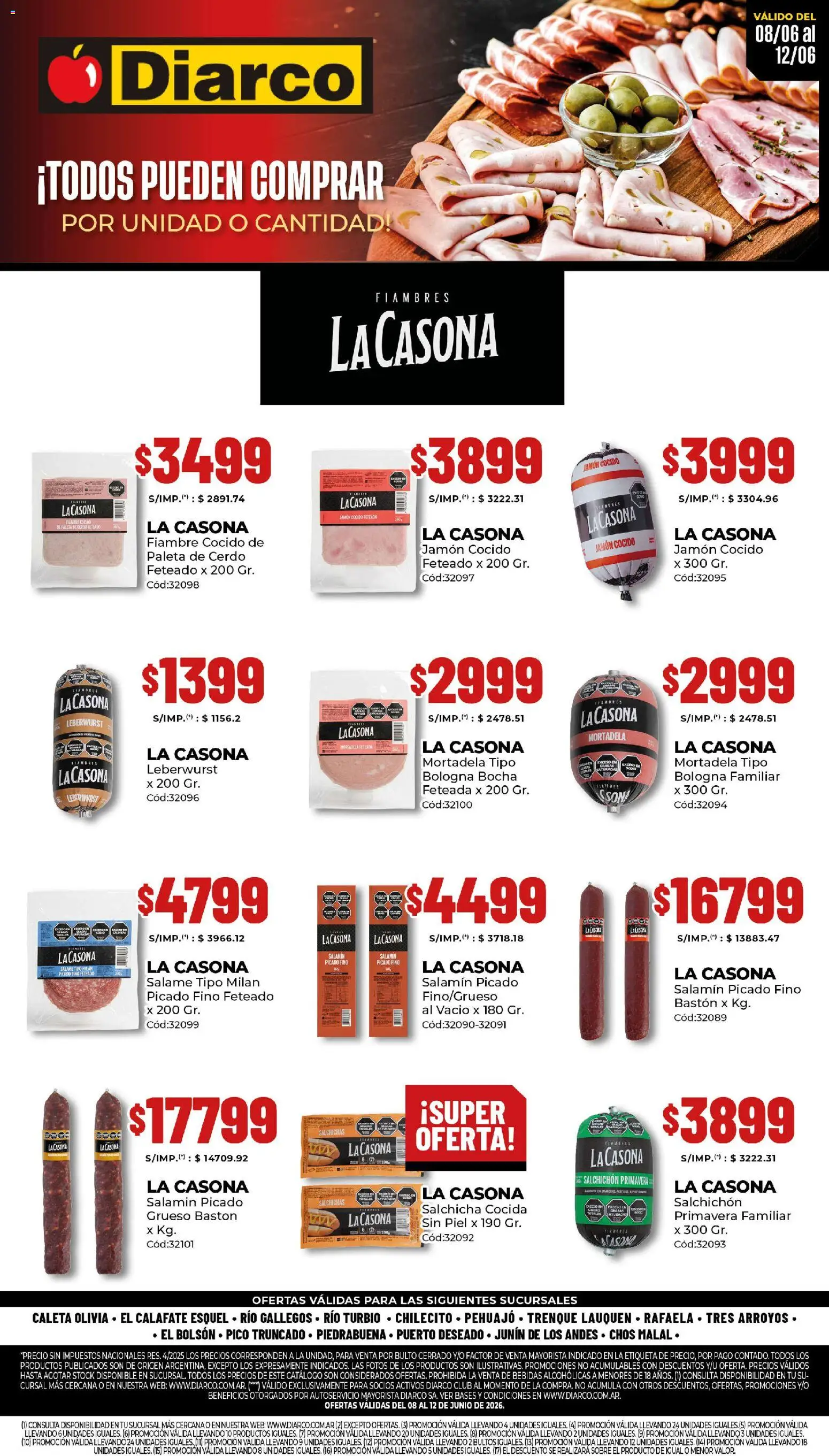 Diarco - Especial Fiambres │ válido desde el 08.06.2026 | Página: 1 | Productos: Jamón cocido, Jamón, Cerdo, Té