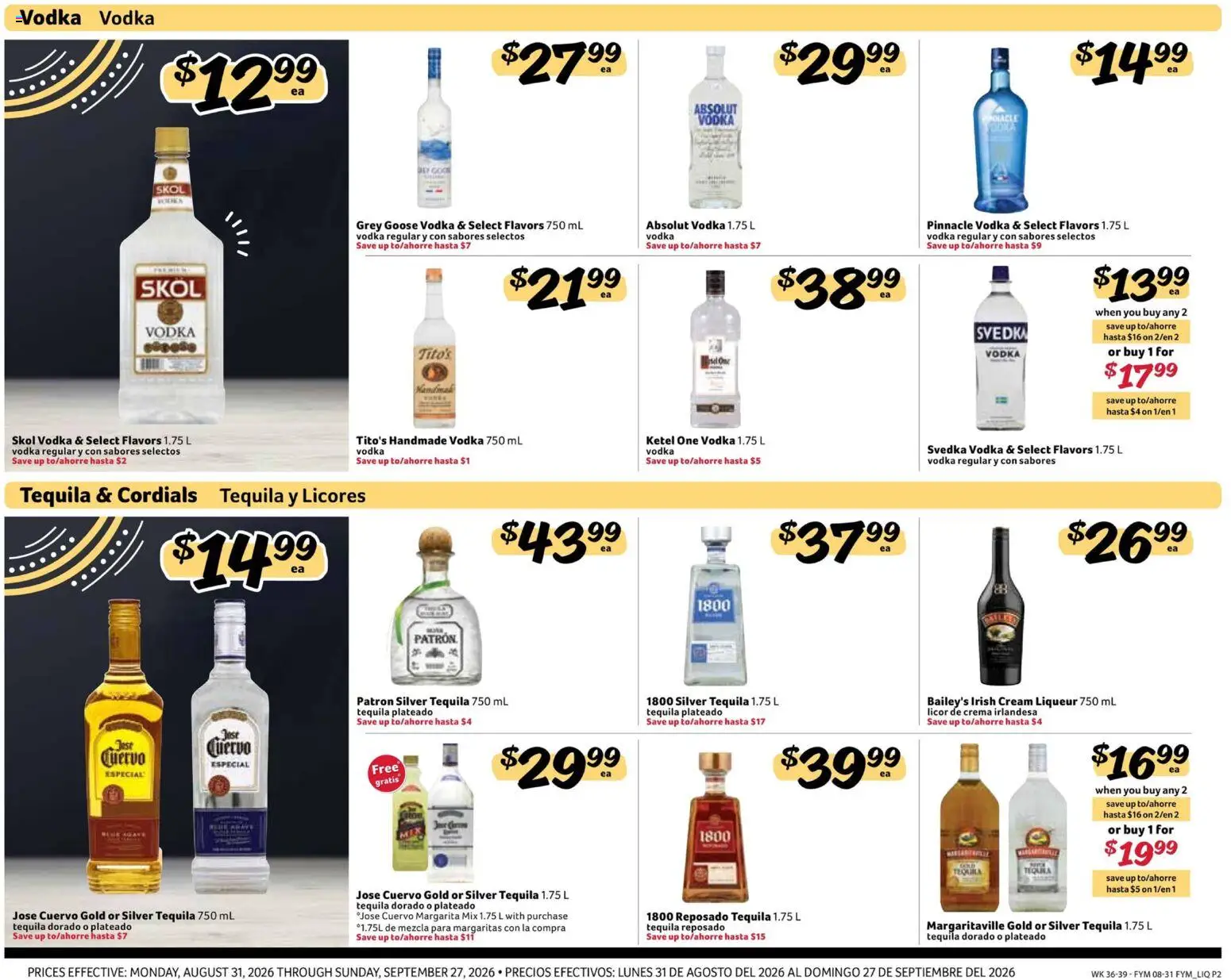 Fresco y Más Alcohol Flyer - valid from 08/31/2026 | Page: 2 | Products: Cream liqueur, Grey Goose, Tequila, Goose