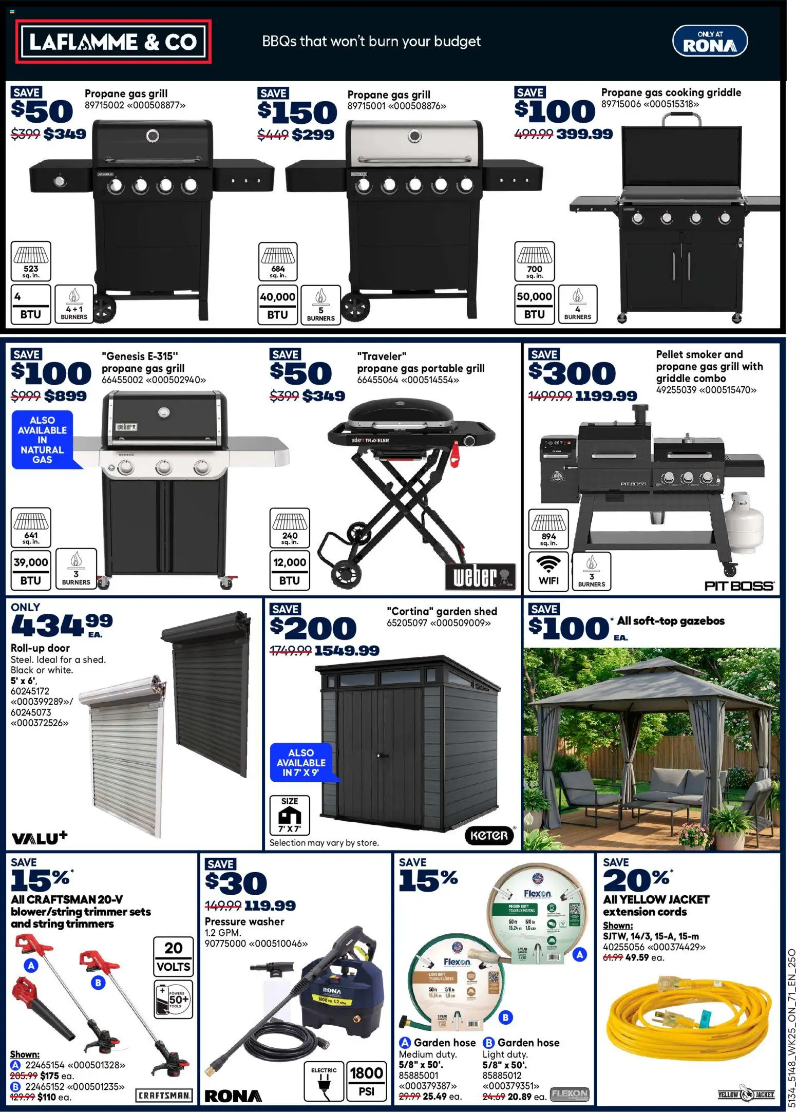 Rona flyer valid from Jul 16, 2026 | Page: 7 | Products: Grill, Door, Gas grill, Jacket
