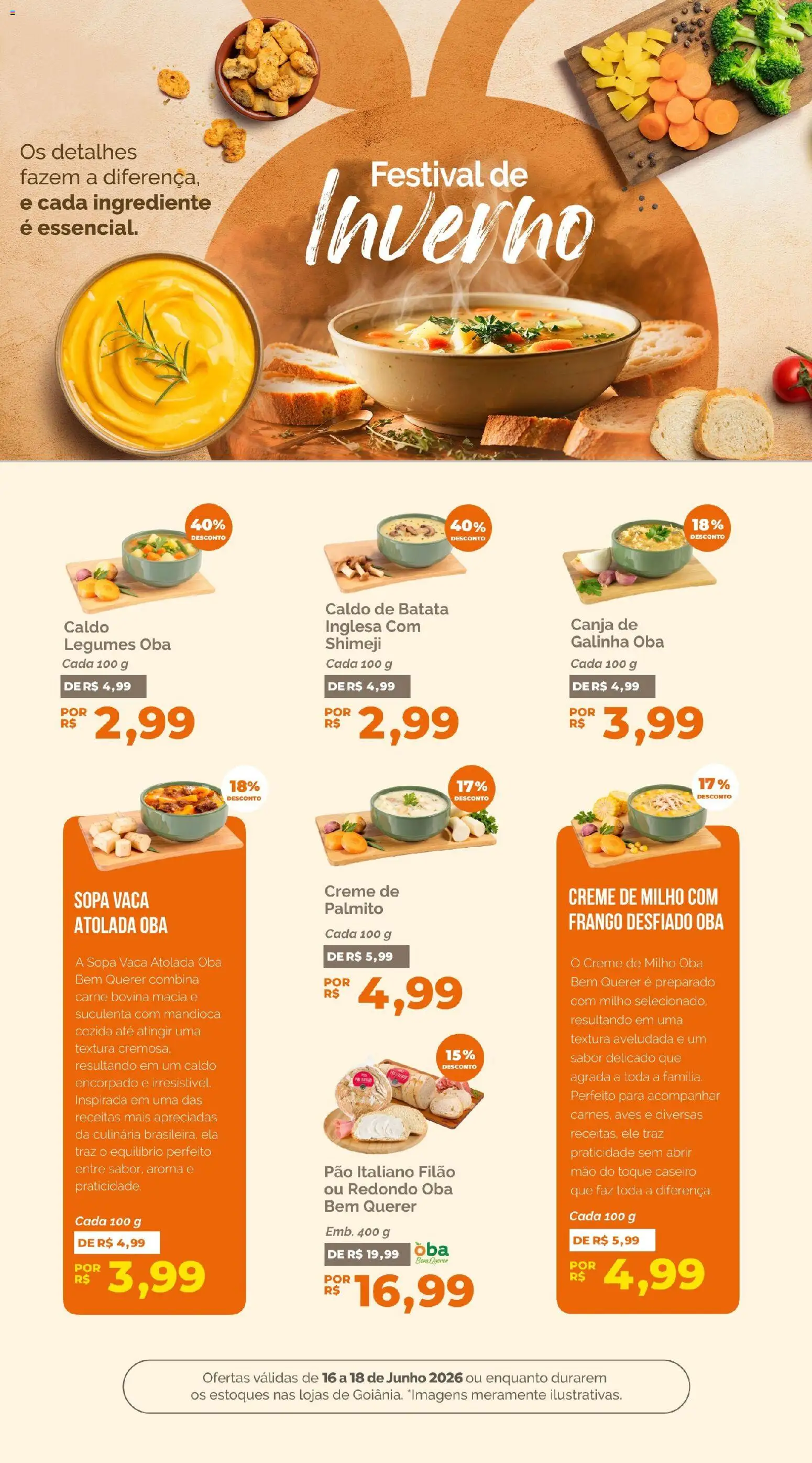 Oba Hortifruti Folheto - válido de 16.06.2026 | Página: 5 | Produtos: Palmito, Creme, Batata, Frango