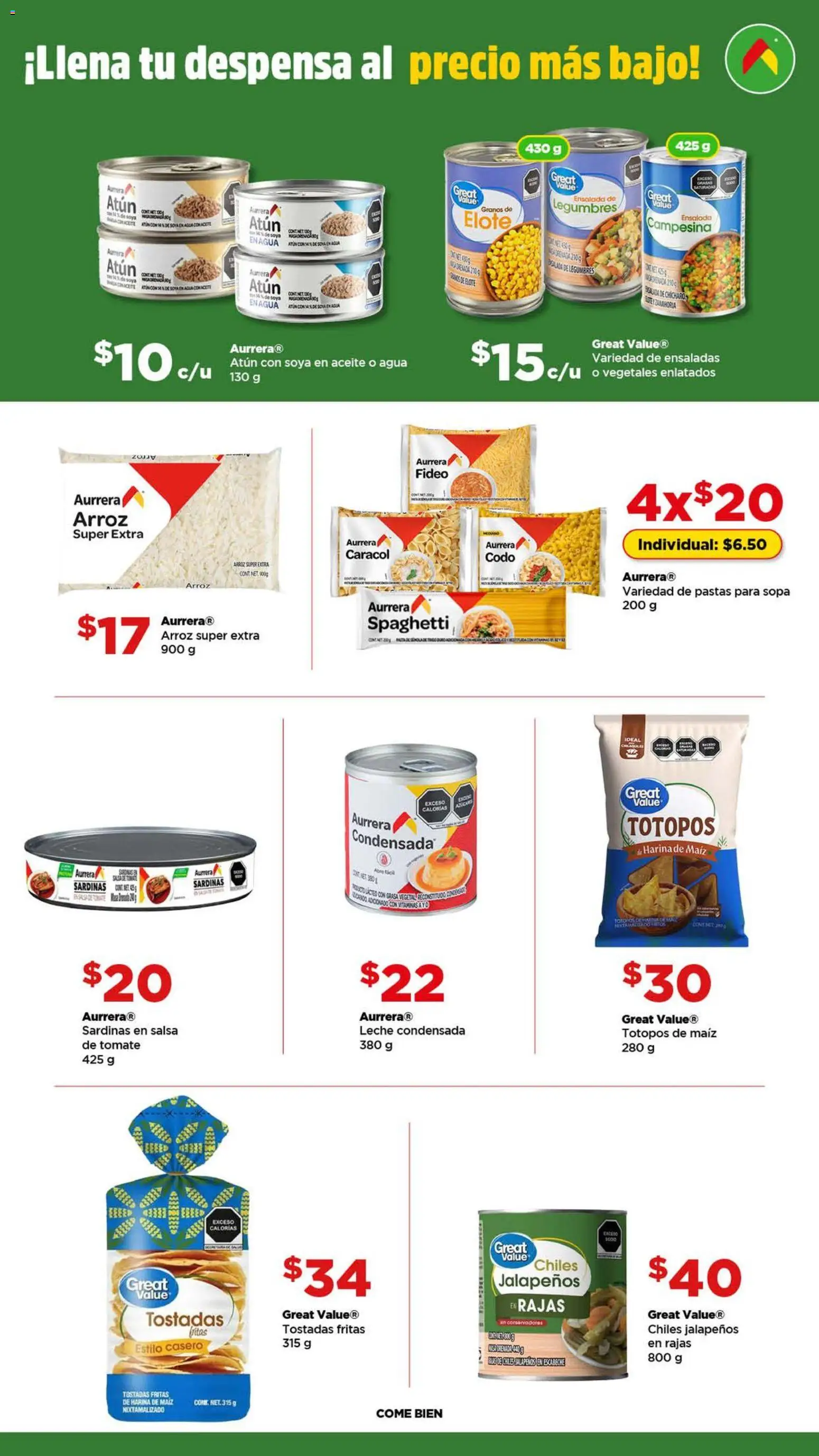 Nuevas ofertas de Bodega Aurrerá válidas en toda la República Mexicana desde el 22.04.2026. ¡Encuentra las mejores ofertas en Bodega Aurrerá folleto! | Página: 6 | Productos: Chícharos, Aceite, Ensalada, Salsa de tomate