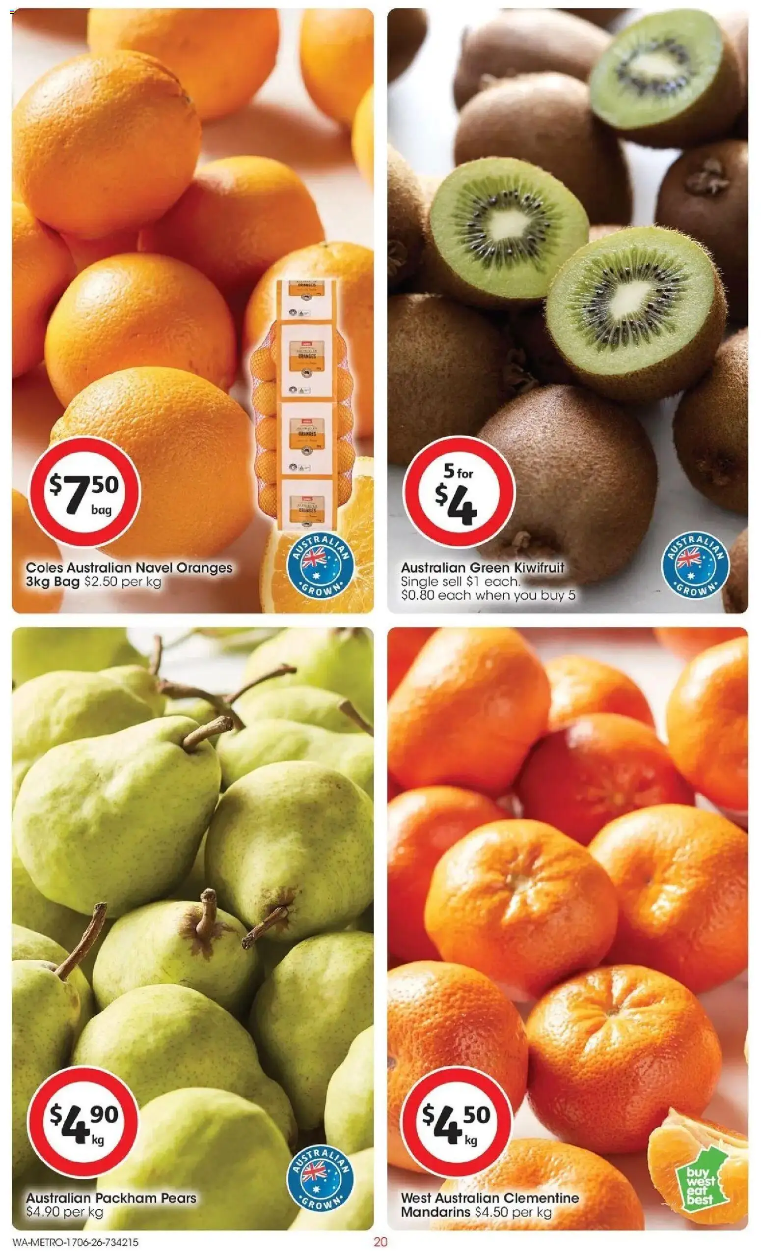 Coles catalogue - valid from 16.06.2026 | Page: 20 | Products: Oranges, Kiwifruit, Mandarins, Bag